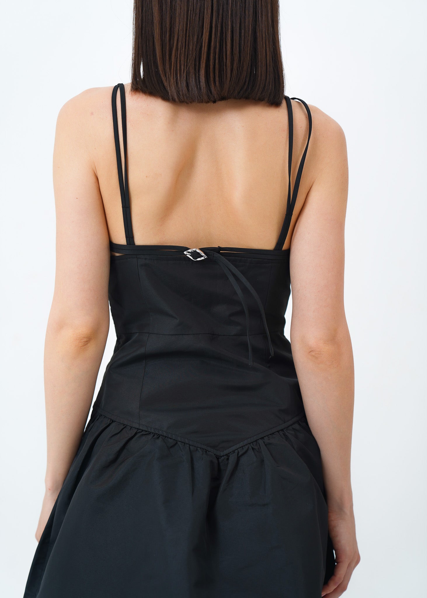 Black Strapped Taffeta Dress