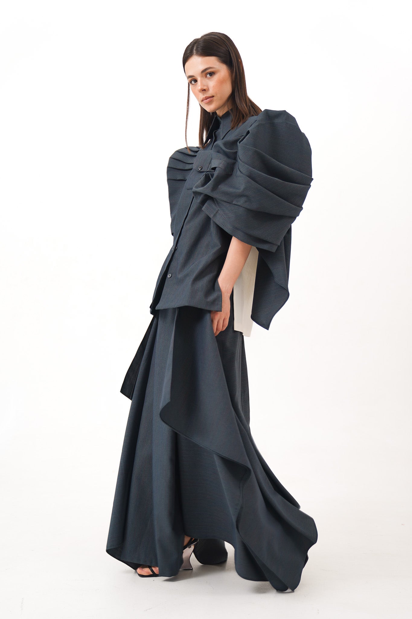 Blue Filipiniana Top and Skirt Set