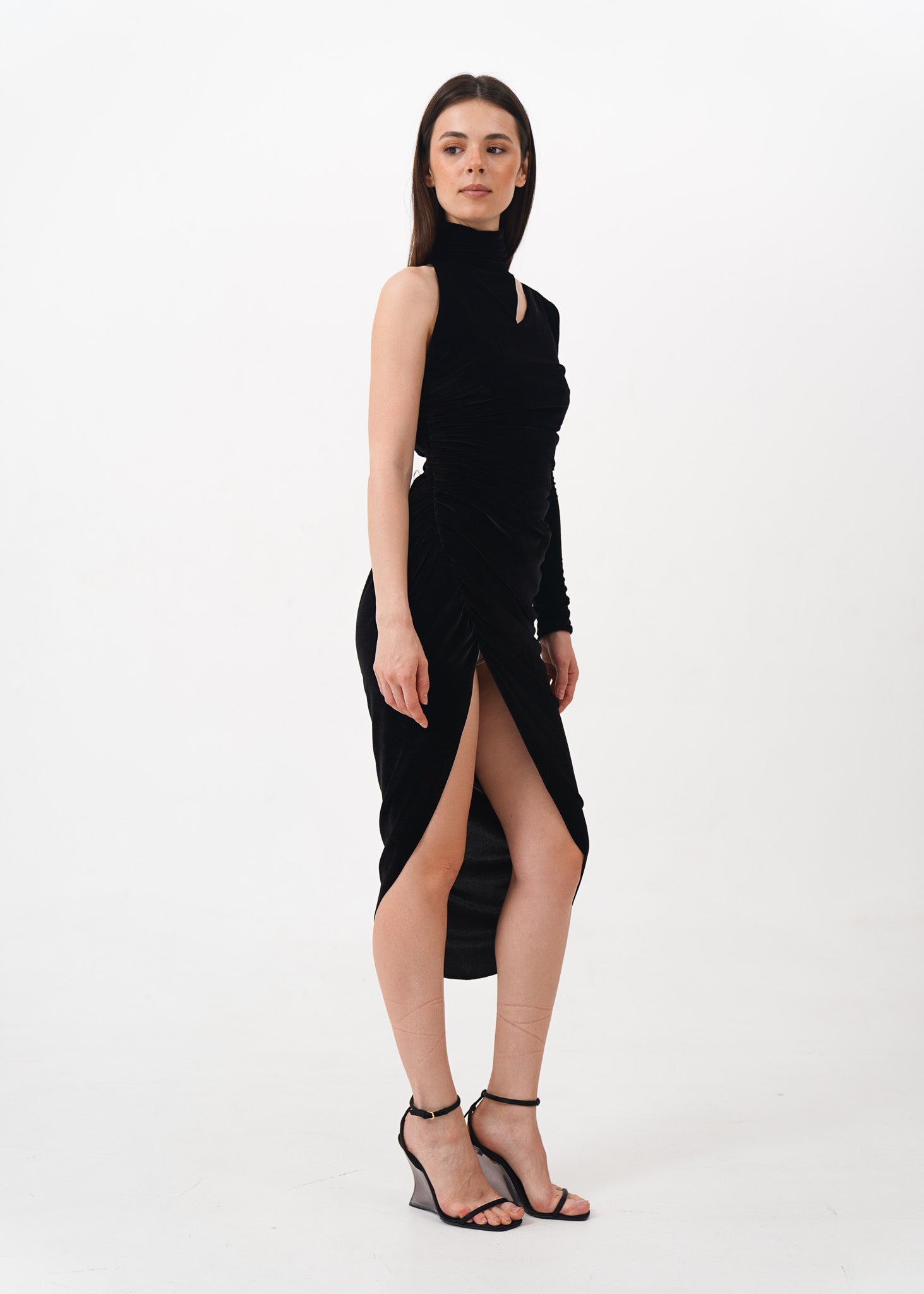 Black Velvet Long Sleeve Dress