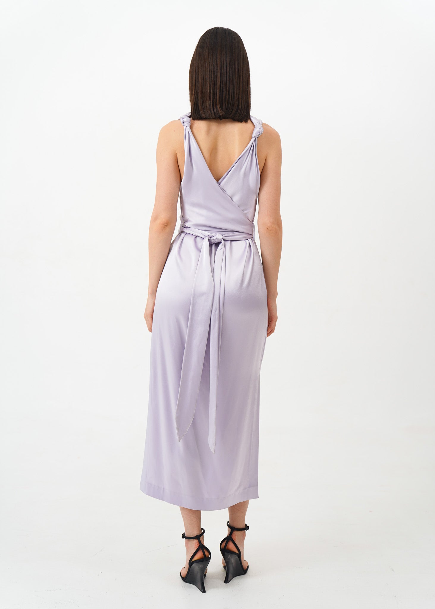 Lilac Satin Knot Dress