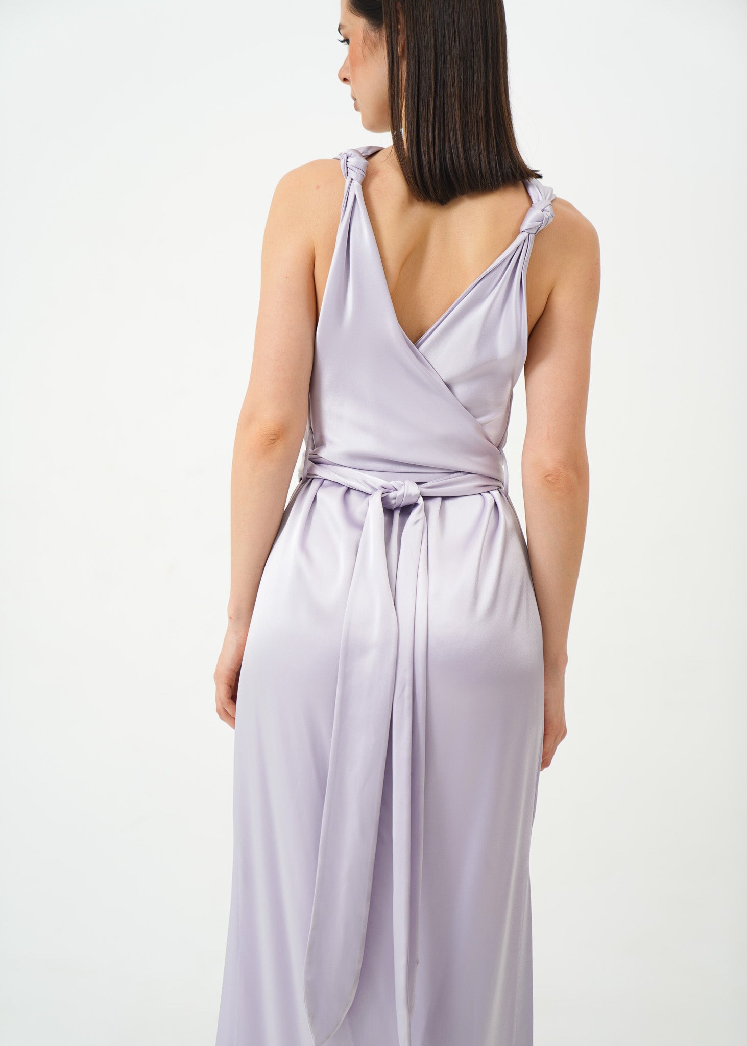 Lilac Satin Knot Dress