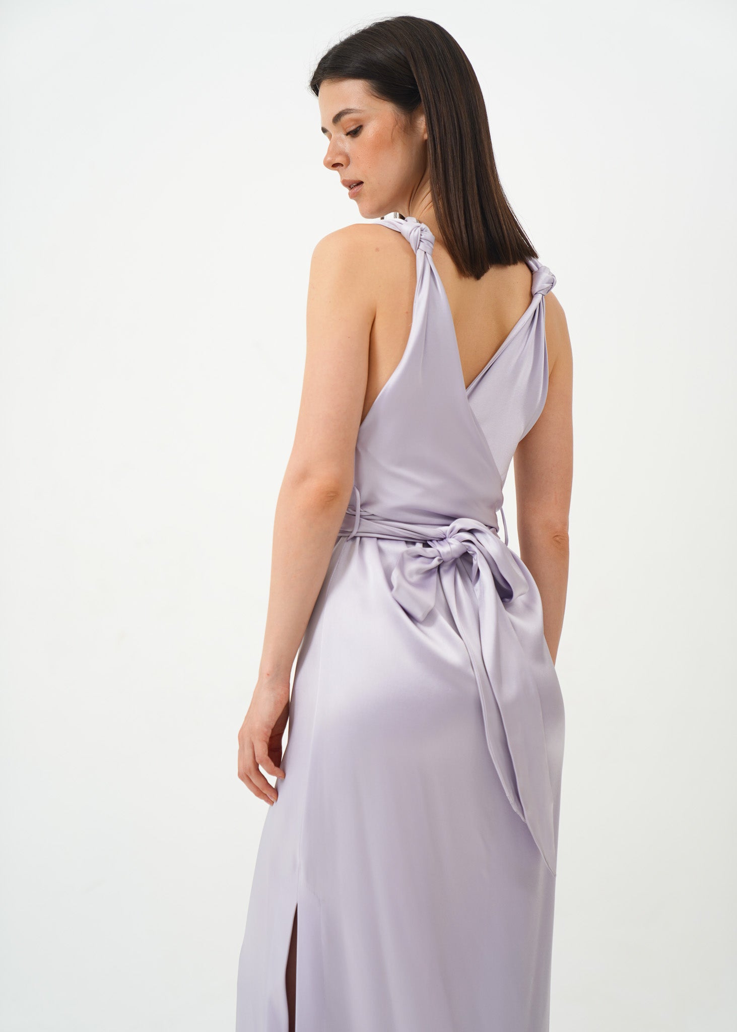 Lilac Satin Knot Dress