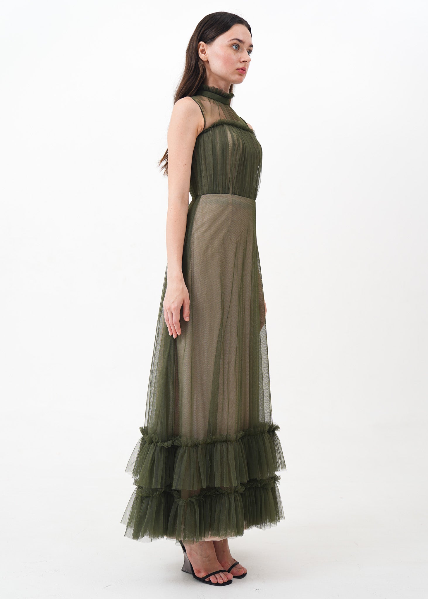 Green Tulle Mesh Gown