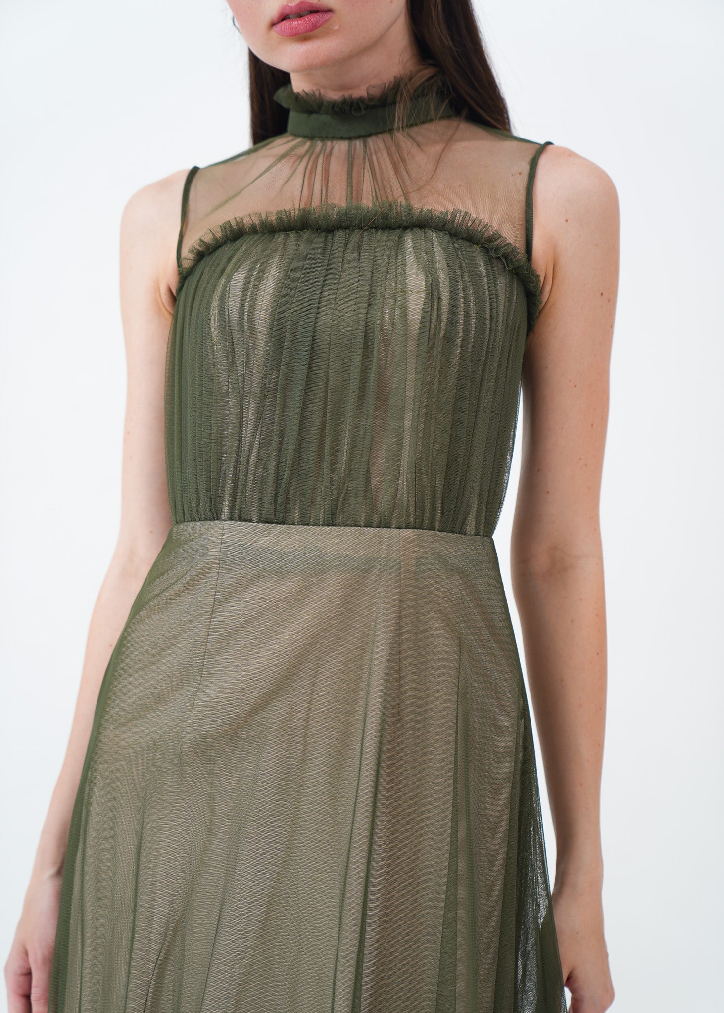 Green Tulle Mesh Gown