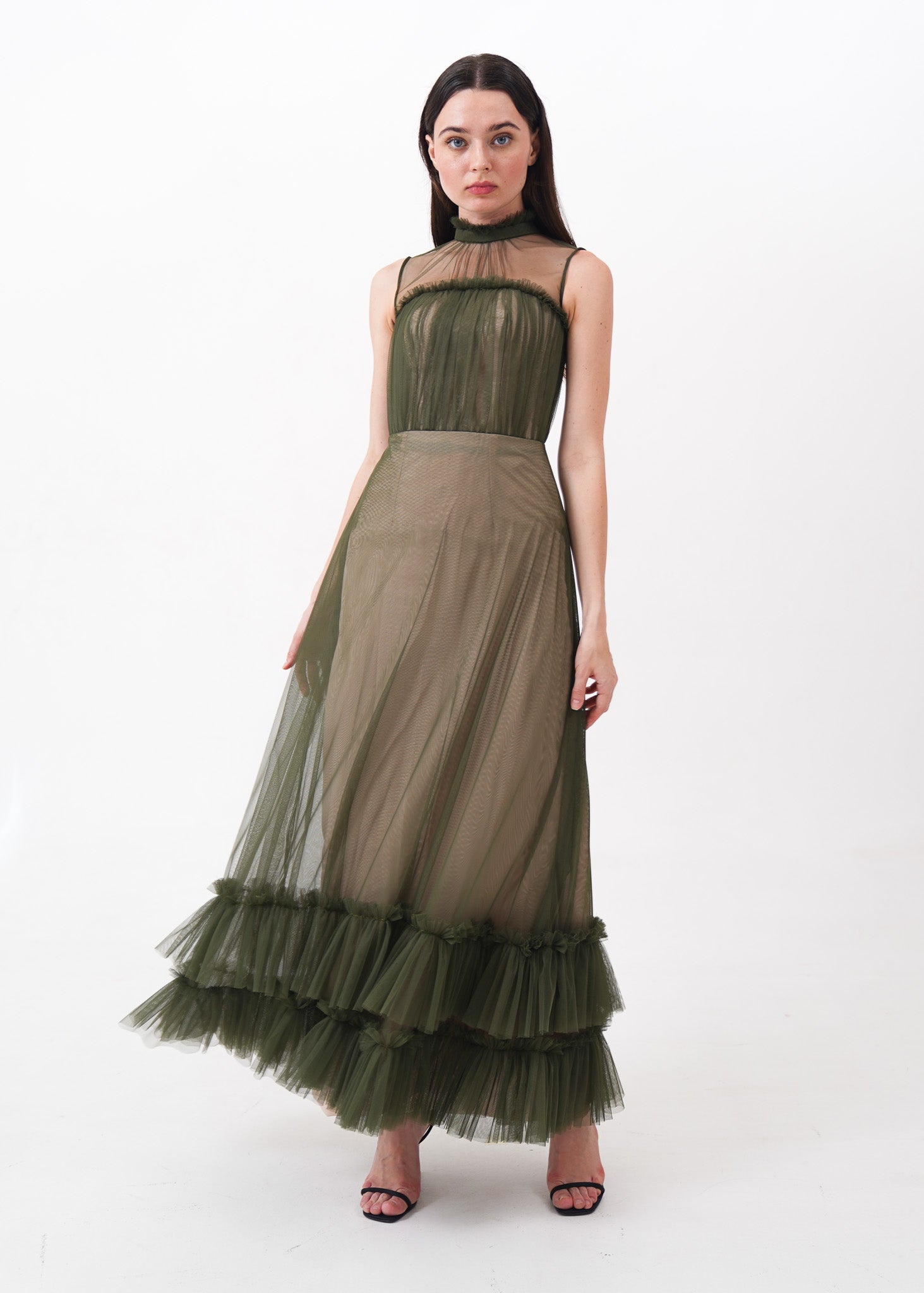 Green Tulle Mesh Gown