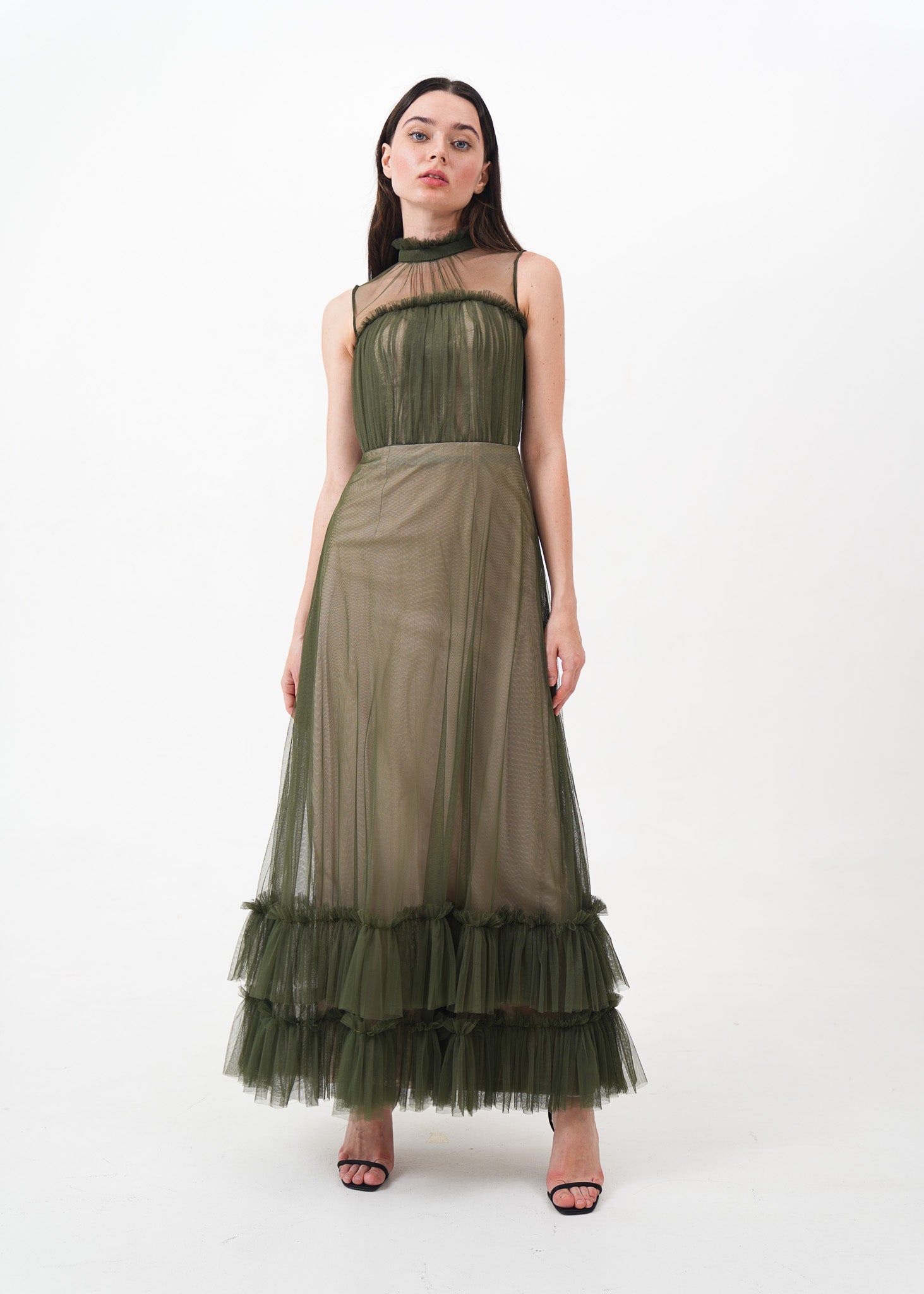 Green Tulle Mesh Gown