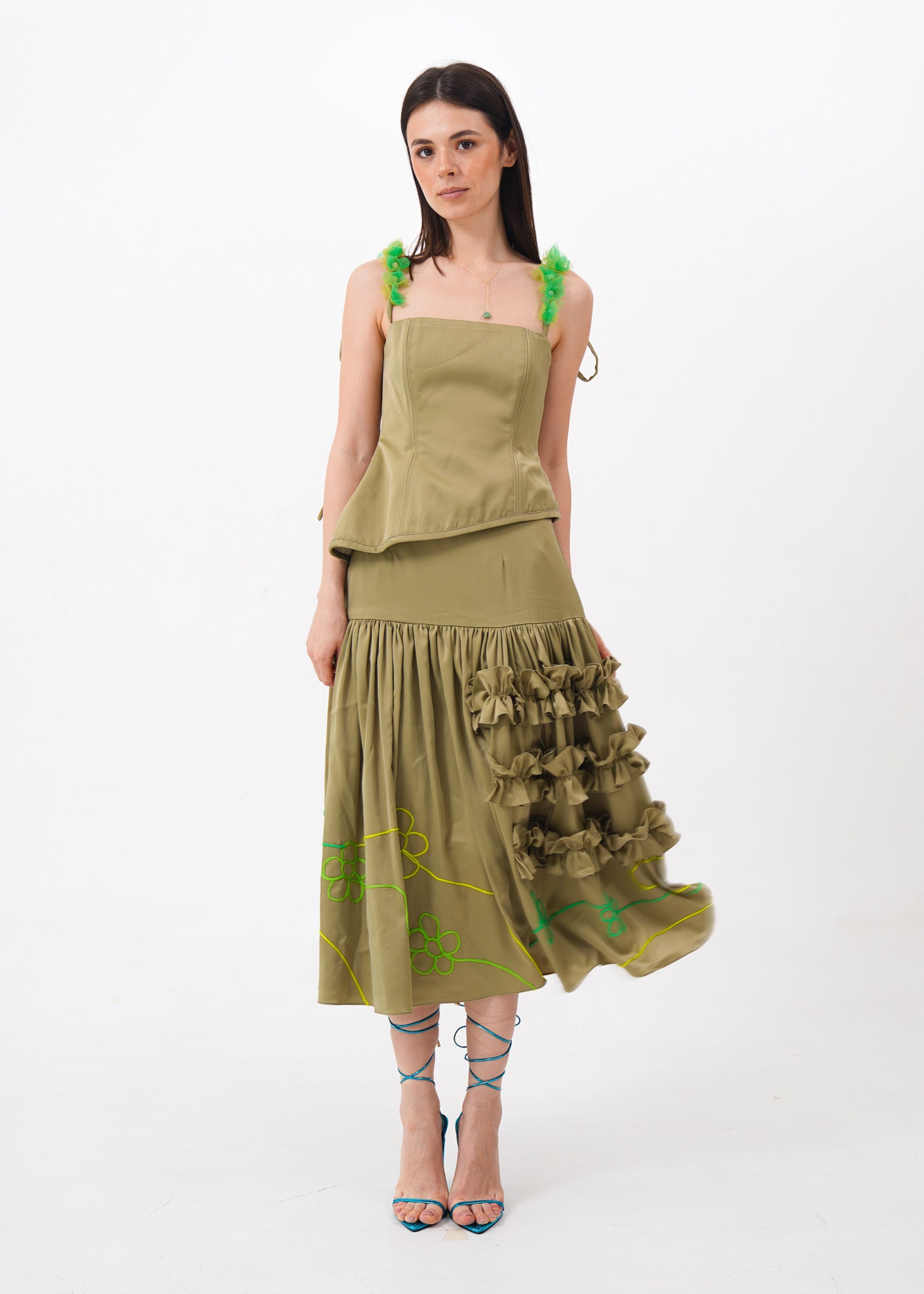 Sage Green Top and Skirt Set