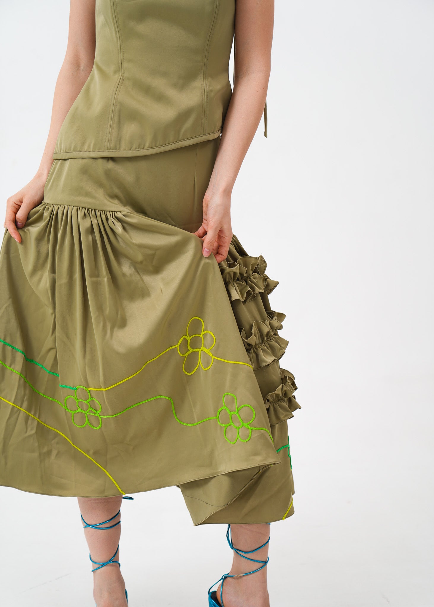 Sage Green Top and Skirt Set