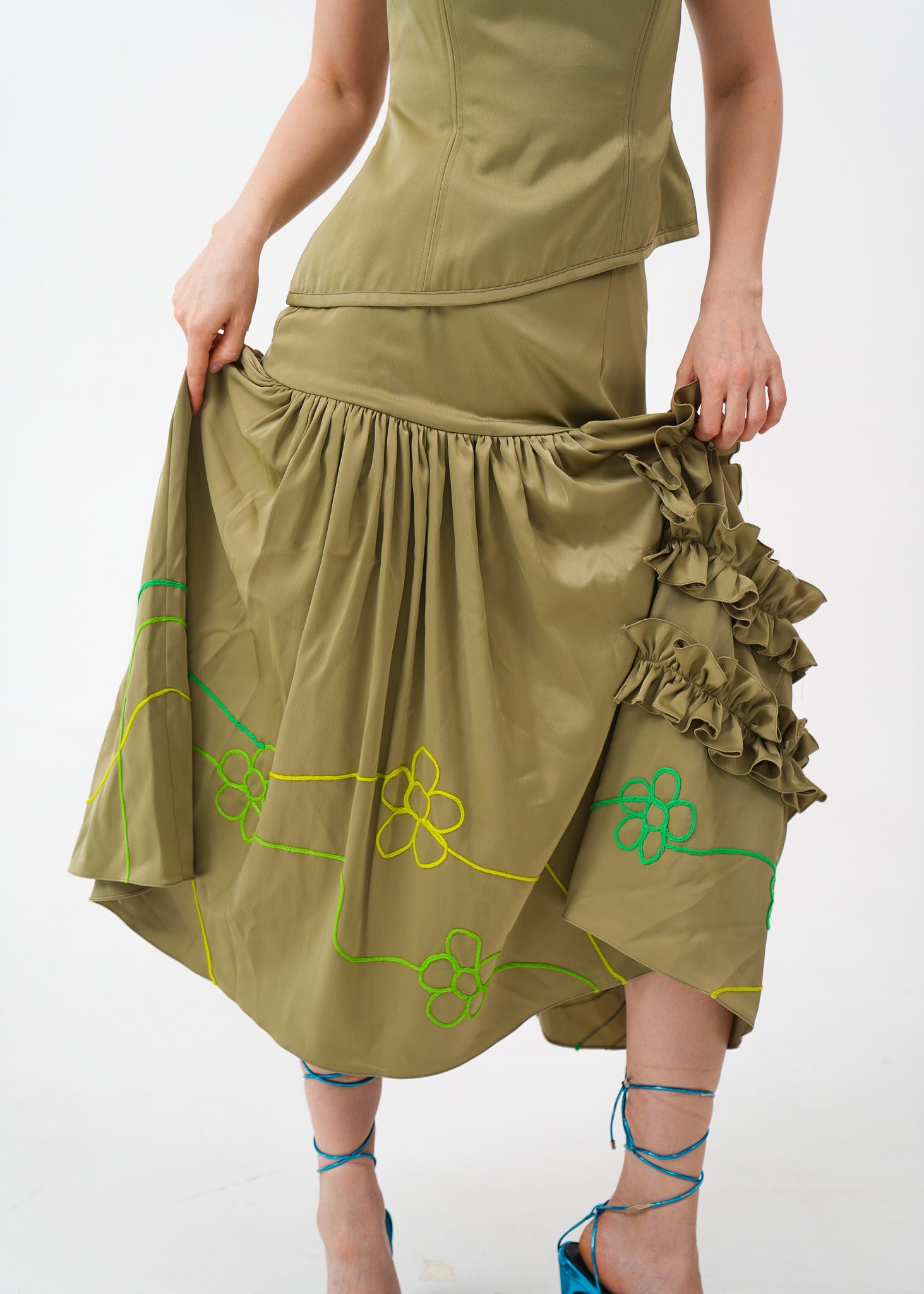 Sage Green Top and Skirt Set