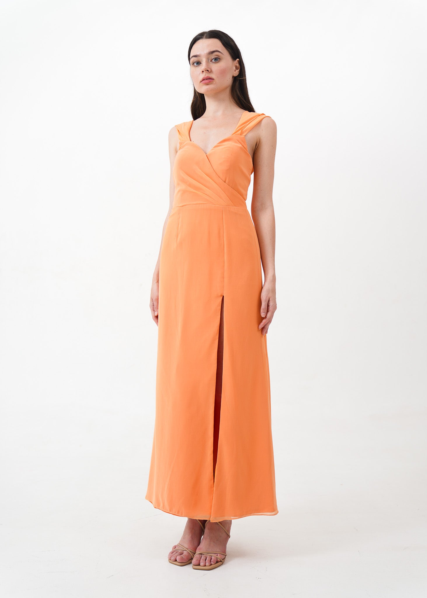 Orange Corset Midi Dress