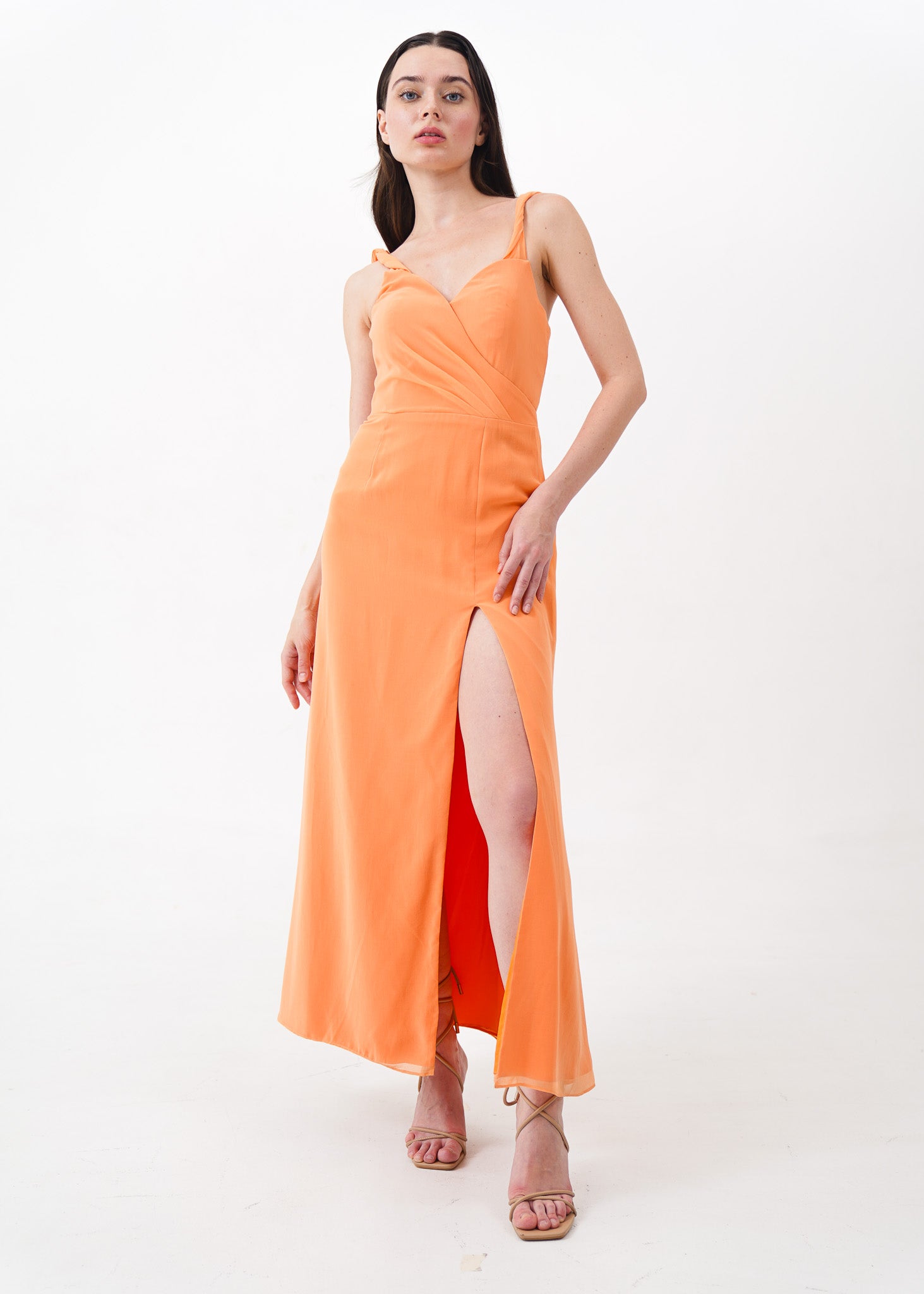 Orange Corset Midi Dress