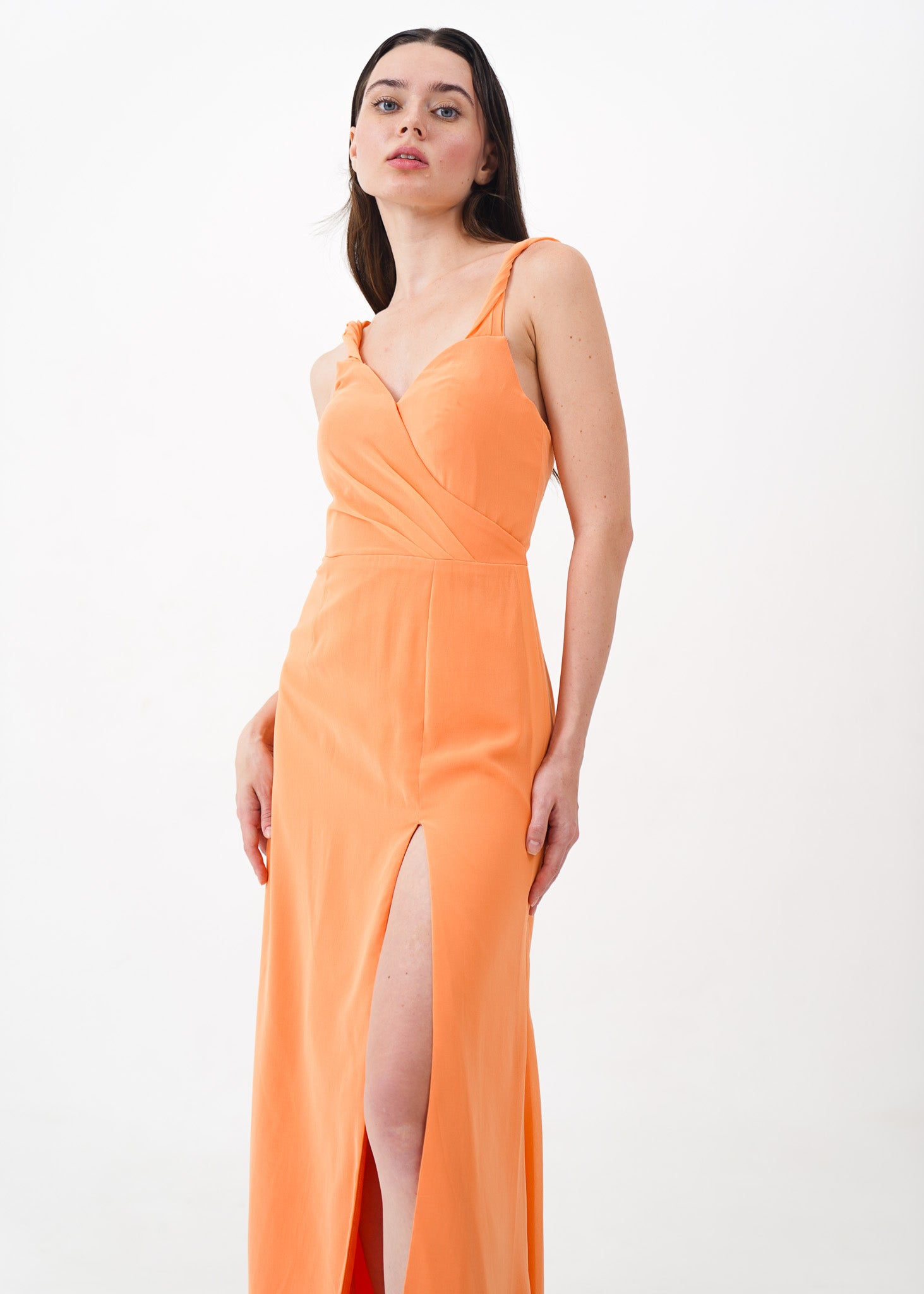 Orange Corset Midi Dress