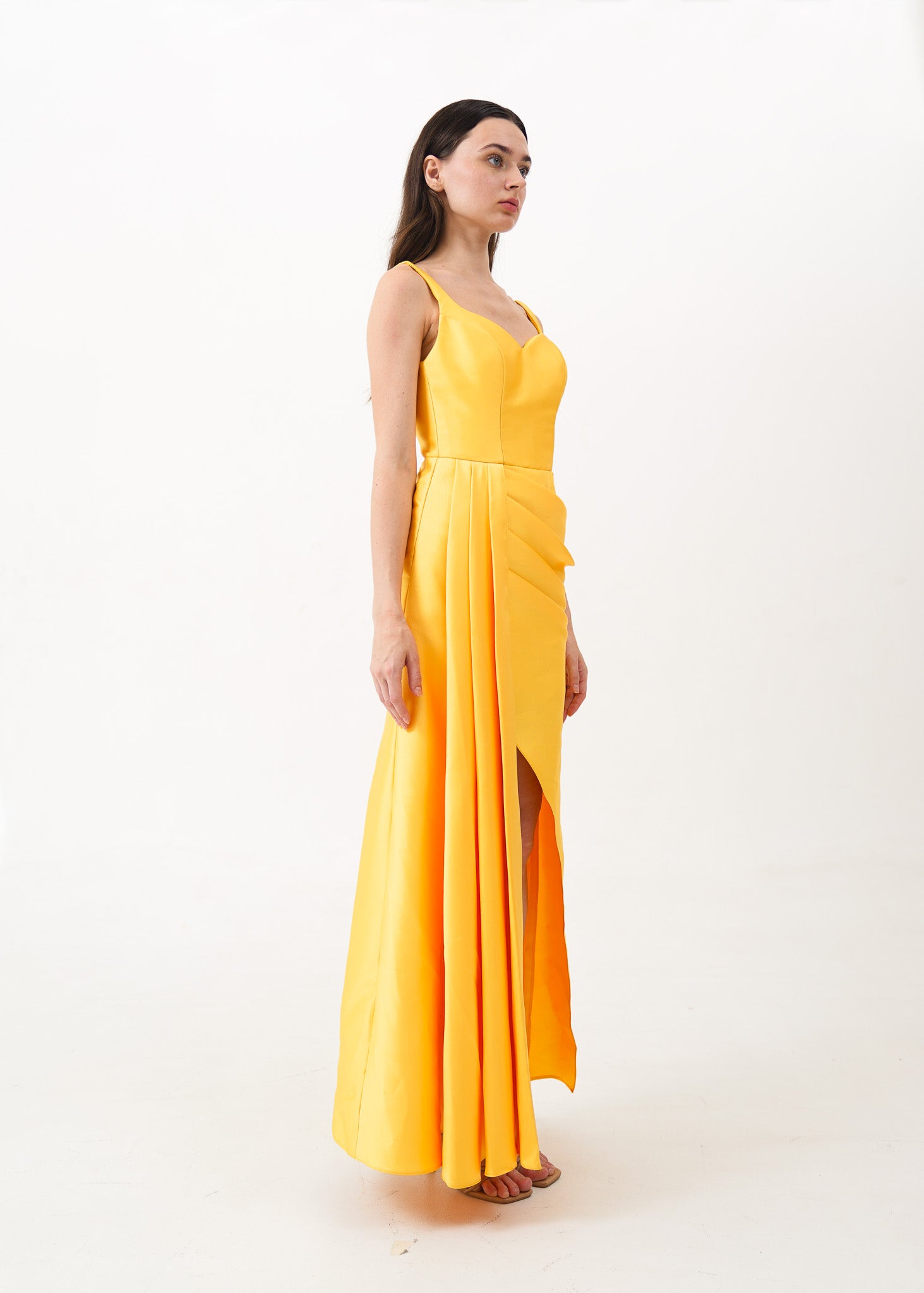 Yellow Gazar Drape Gown