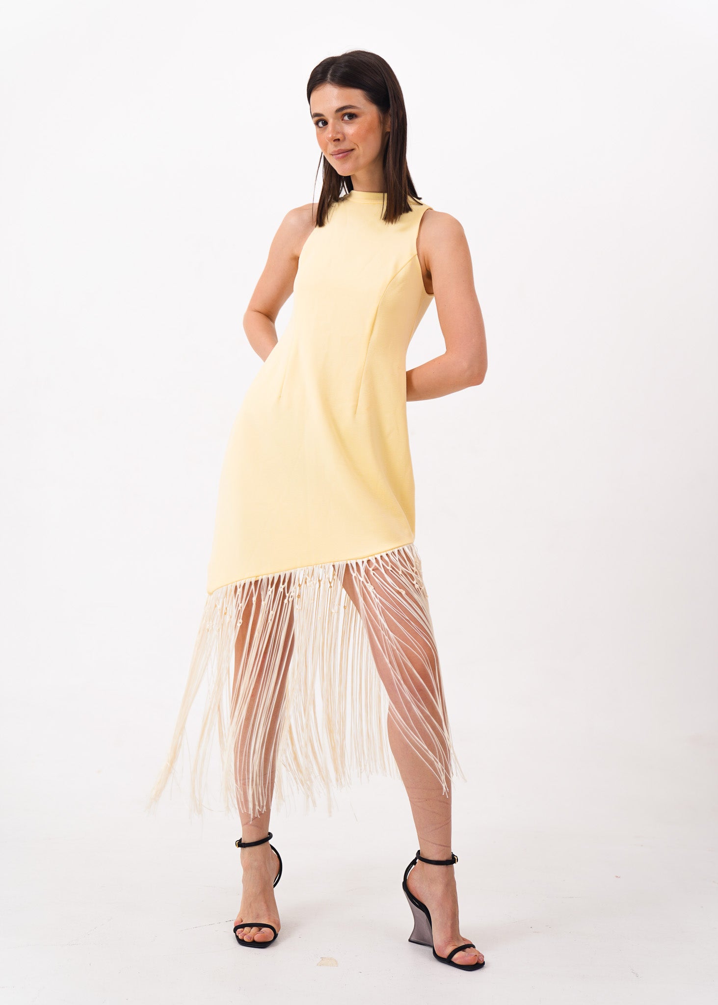 Butter Yellow Fringe Dress