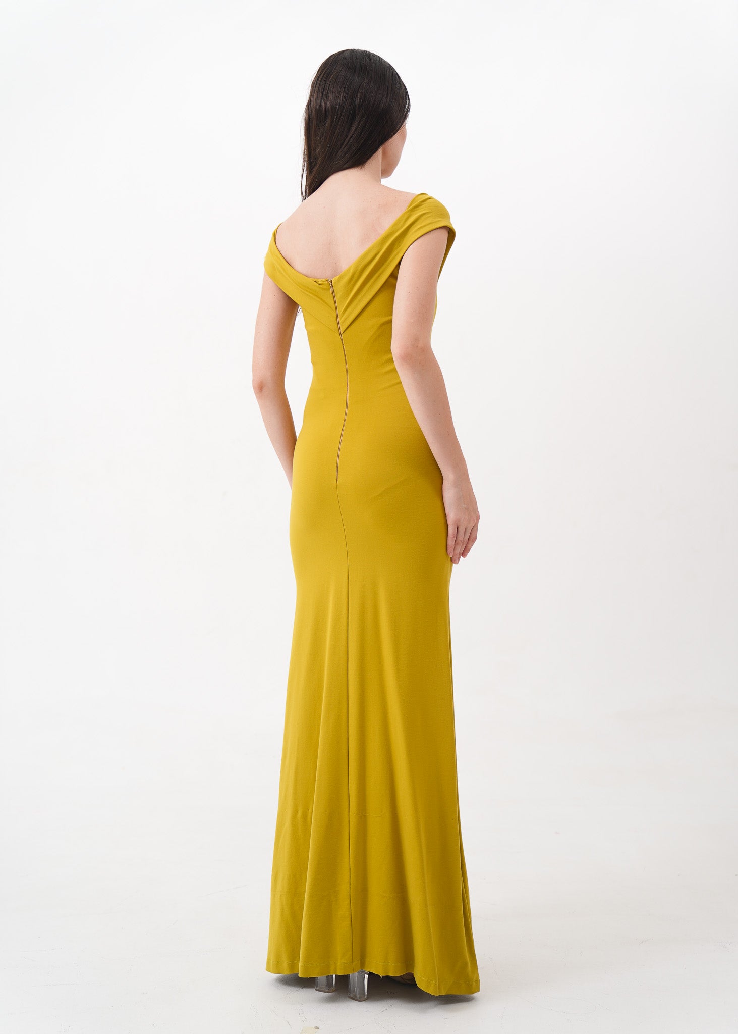 Chartreuse Off Shoulder Gown