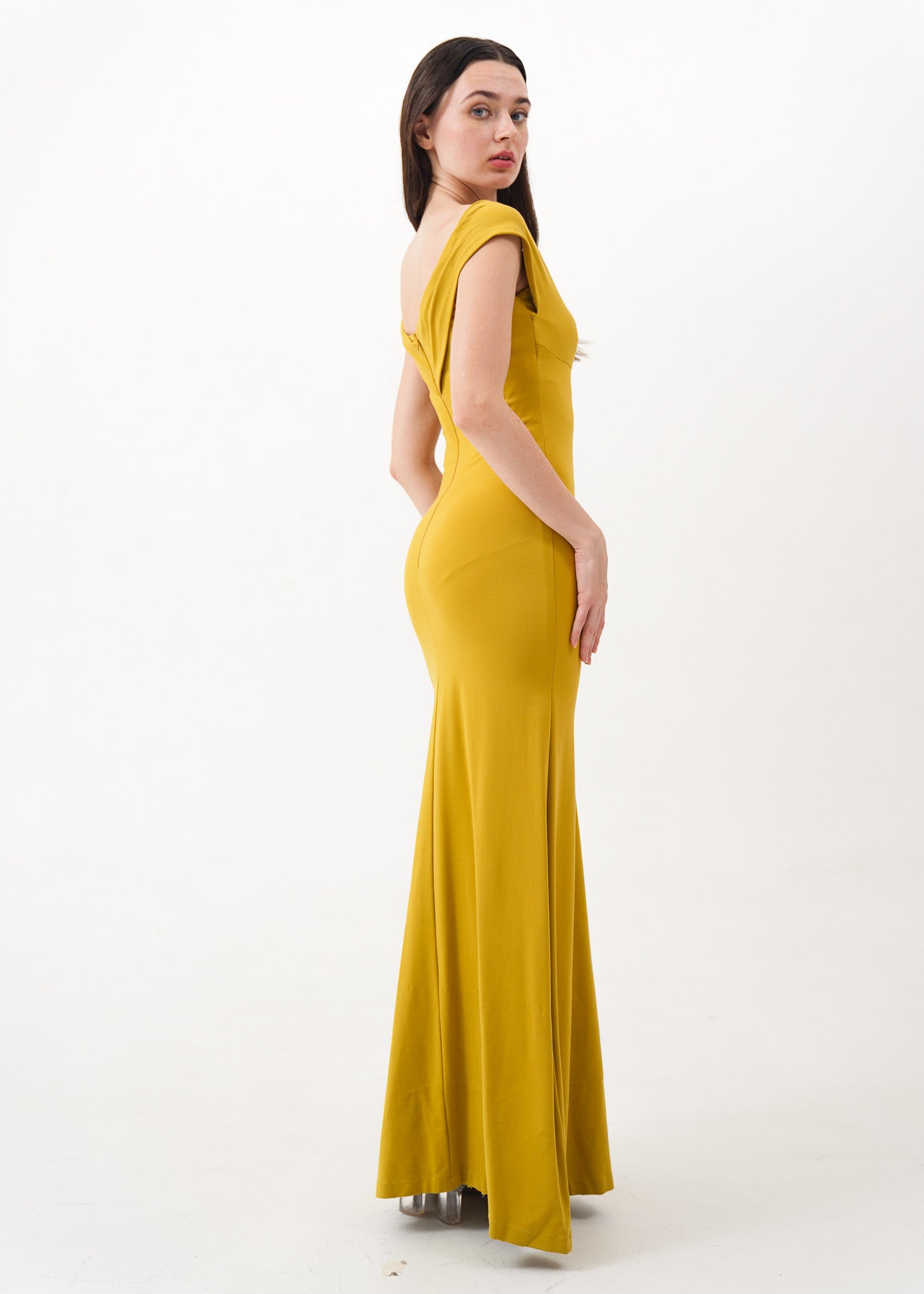 Chartreuse Off Shoulder Gown