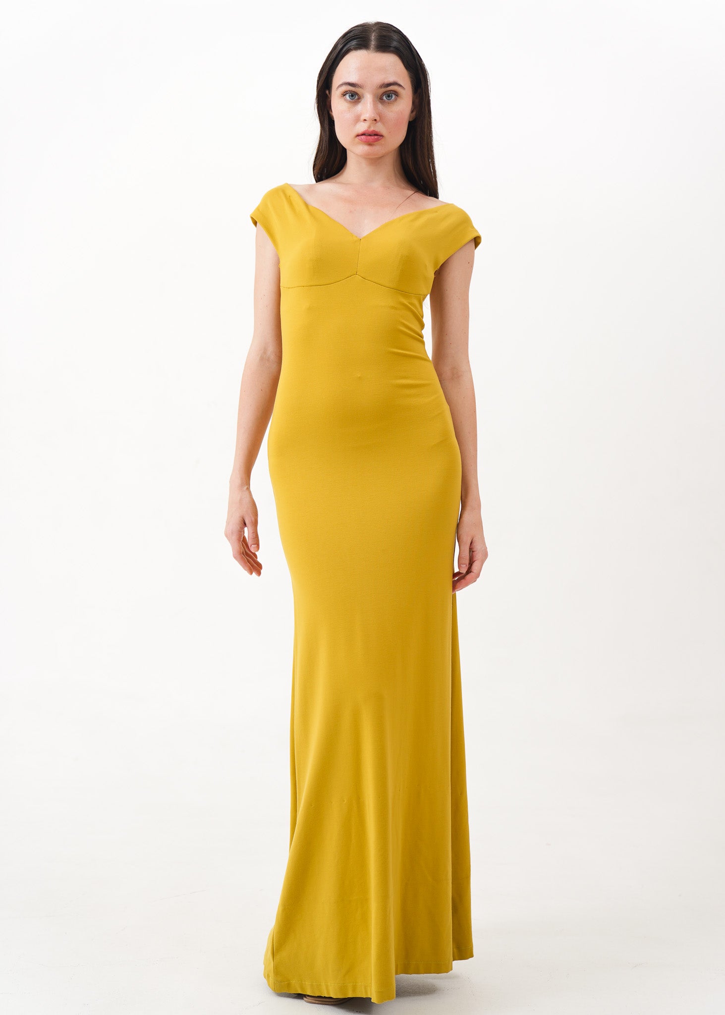 Chartreuse Off Shoulder Gown