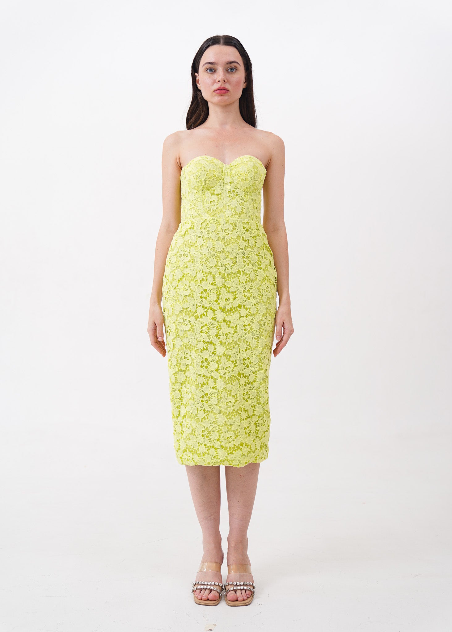 Lime Green Floral Lace Dress