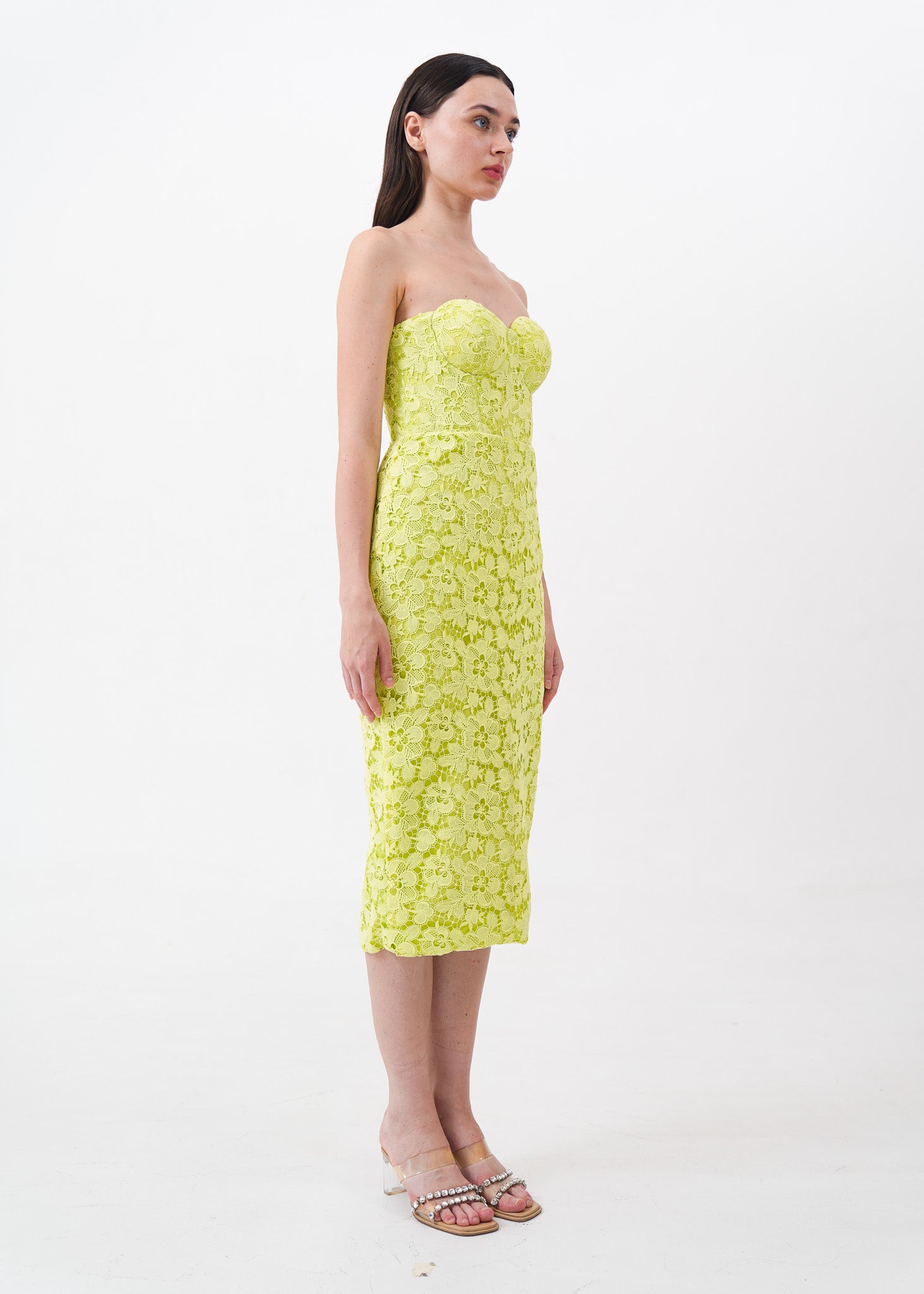 Lime Green Floral Lace Dress