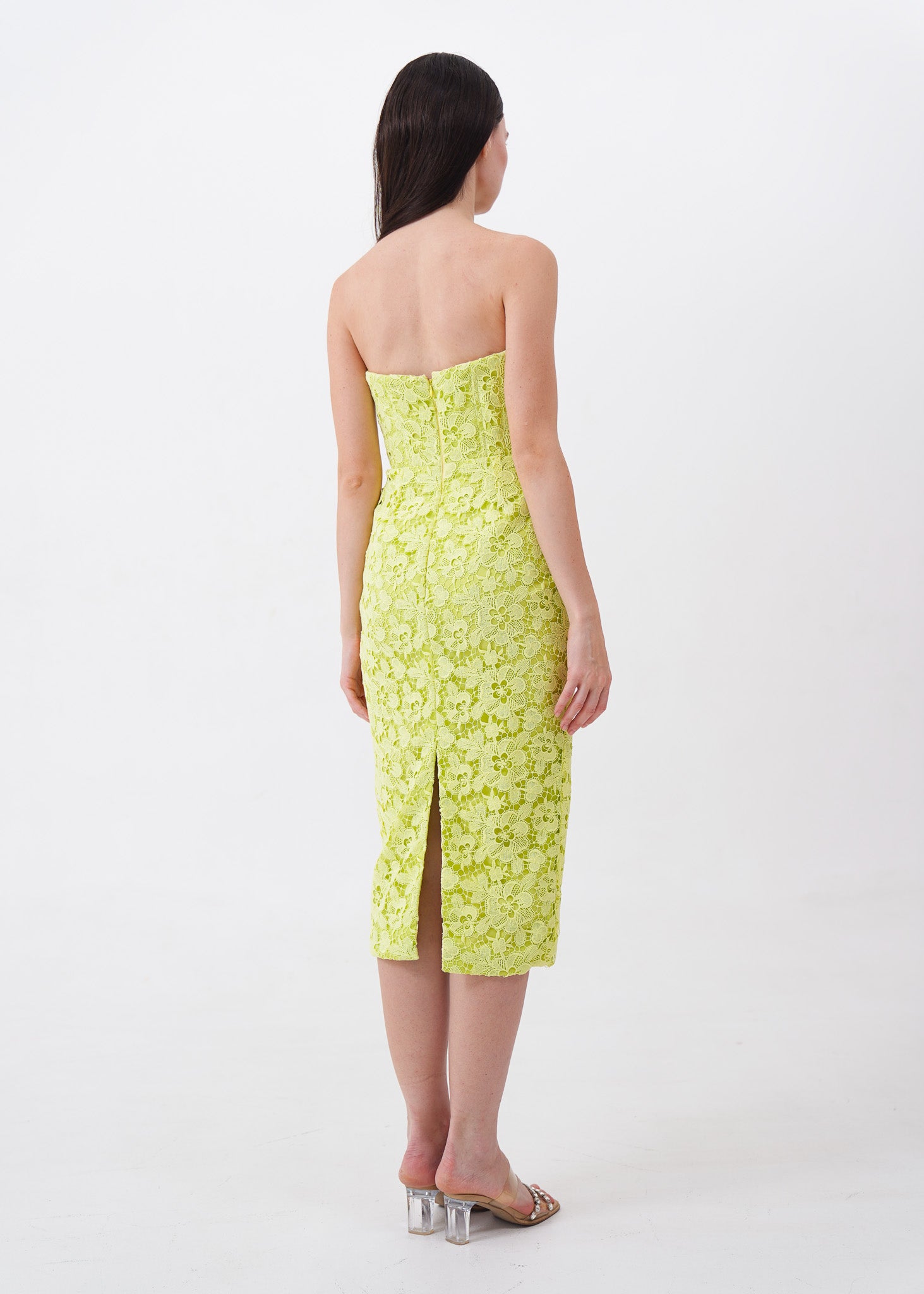 Lime Green Floral Lace Dress