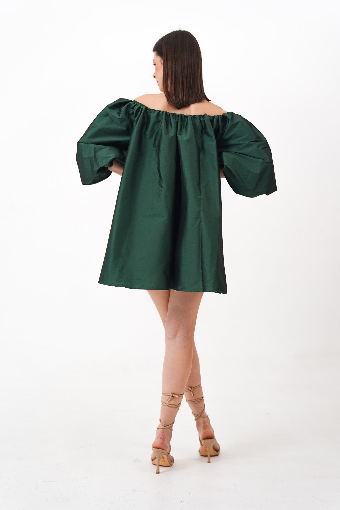 Green Off-Shoulder Mini Dress