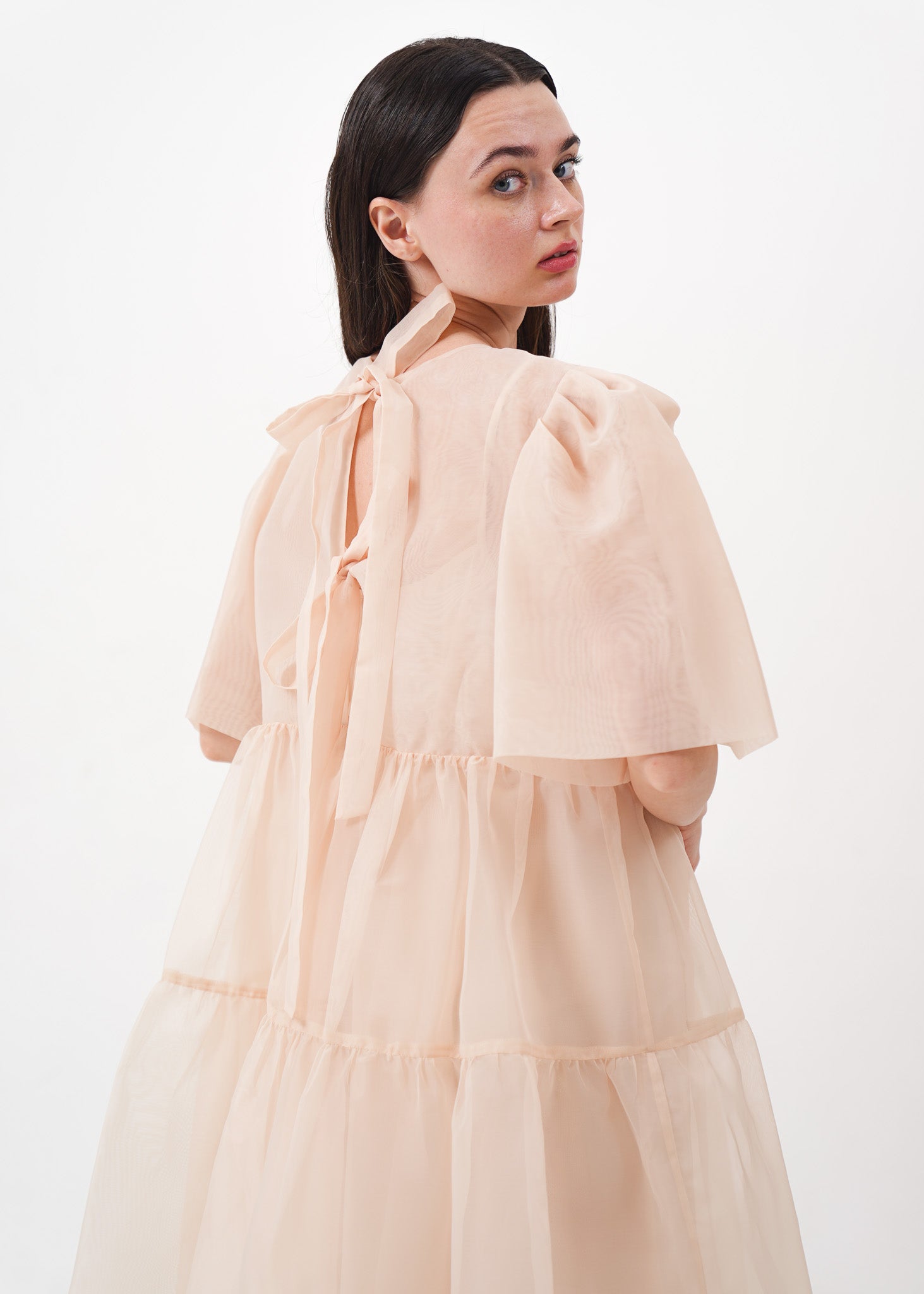 Cream Organza Mini Dress
