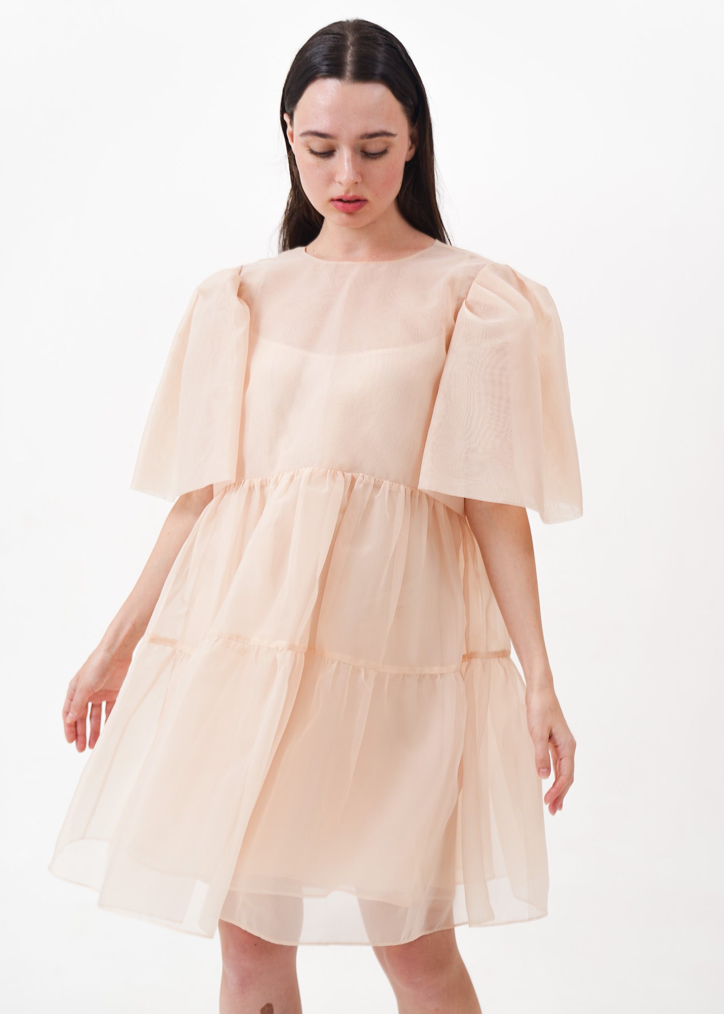 Cream Organza Mini Dress