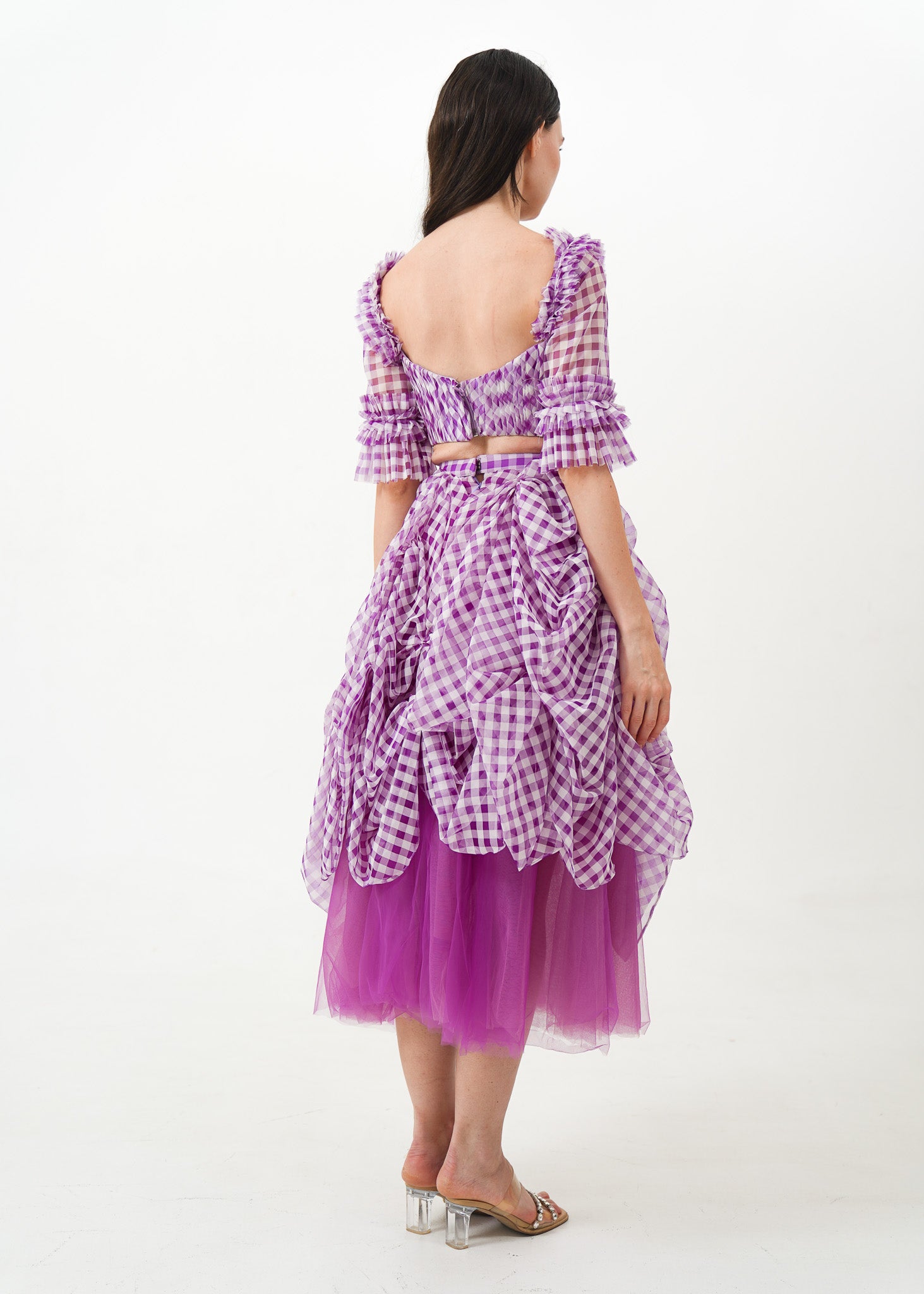 Purple Plaid Top and Skirt Ruffle set