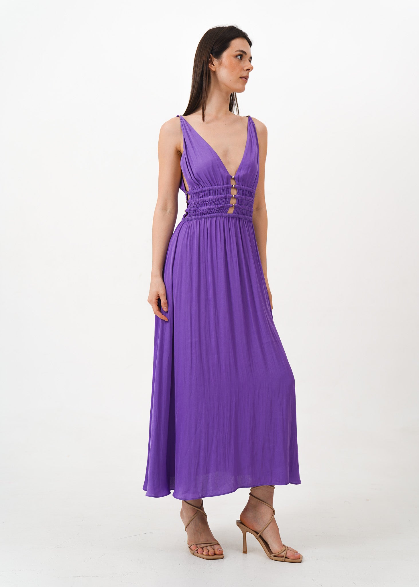 Purple Deep V Dress