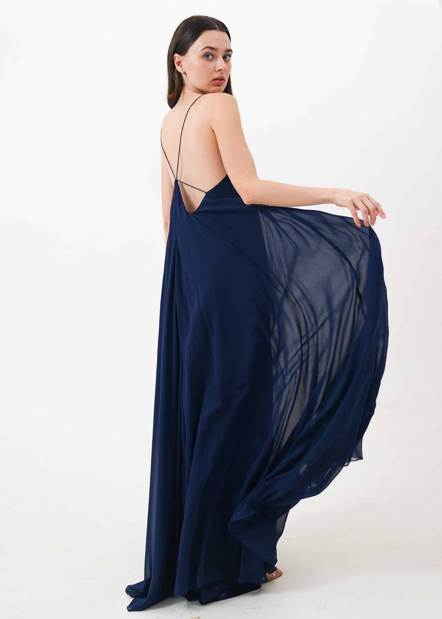 Navy Chiffon Tent Dress