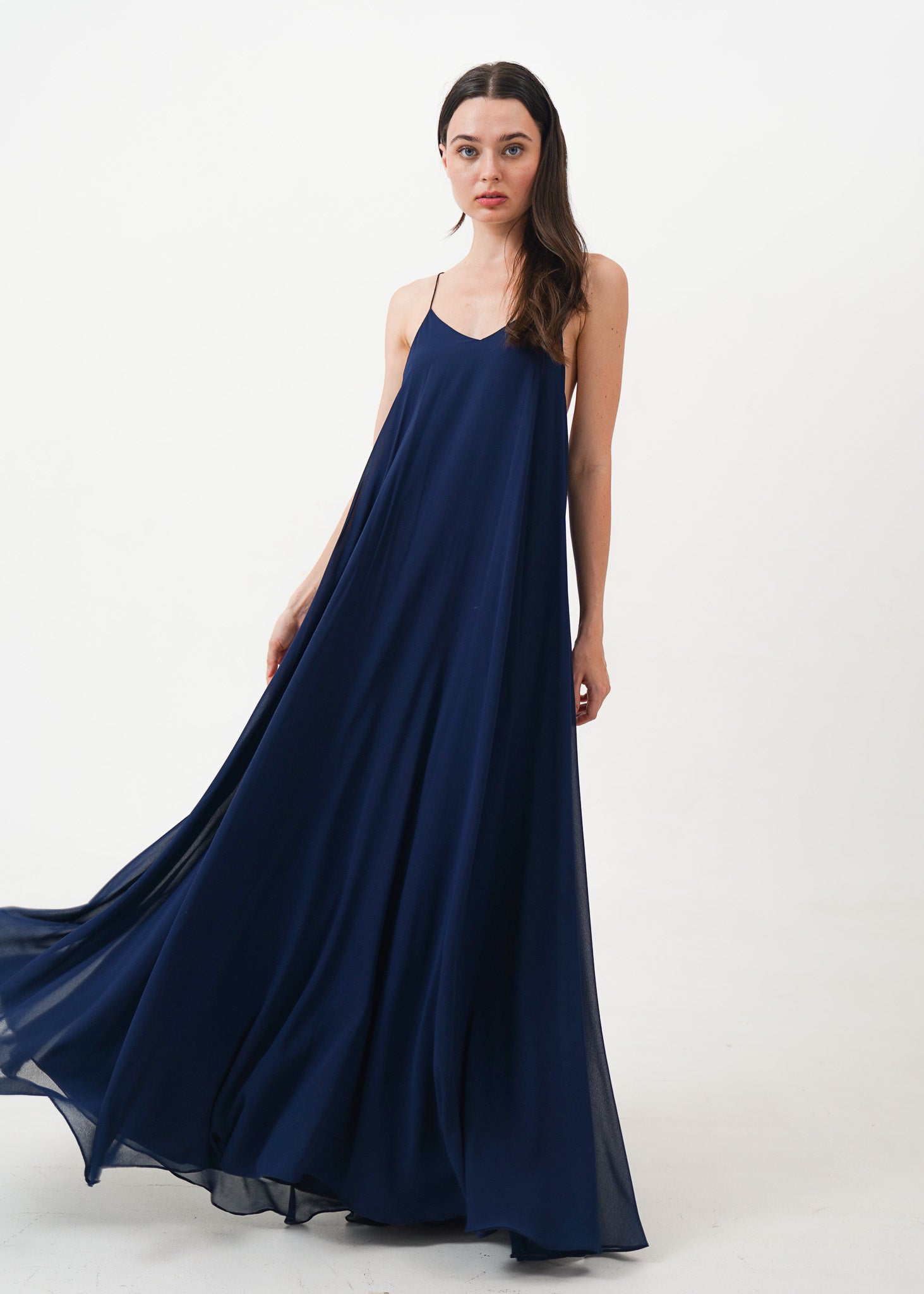 Navy Chiffon Tent Dress