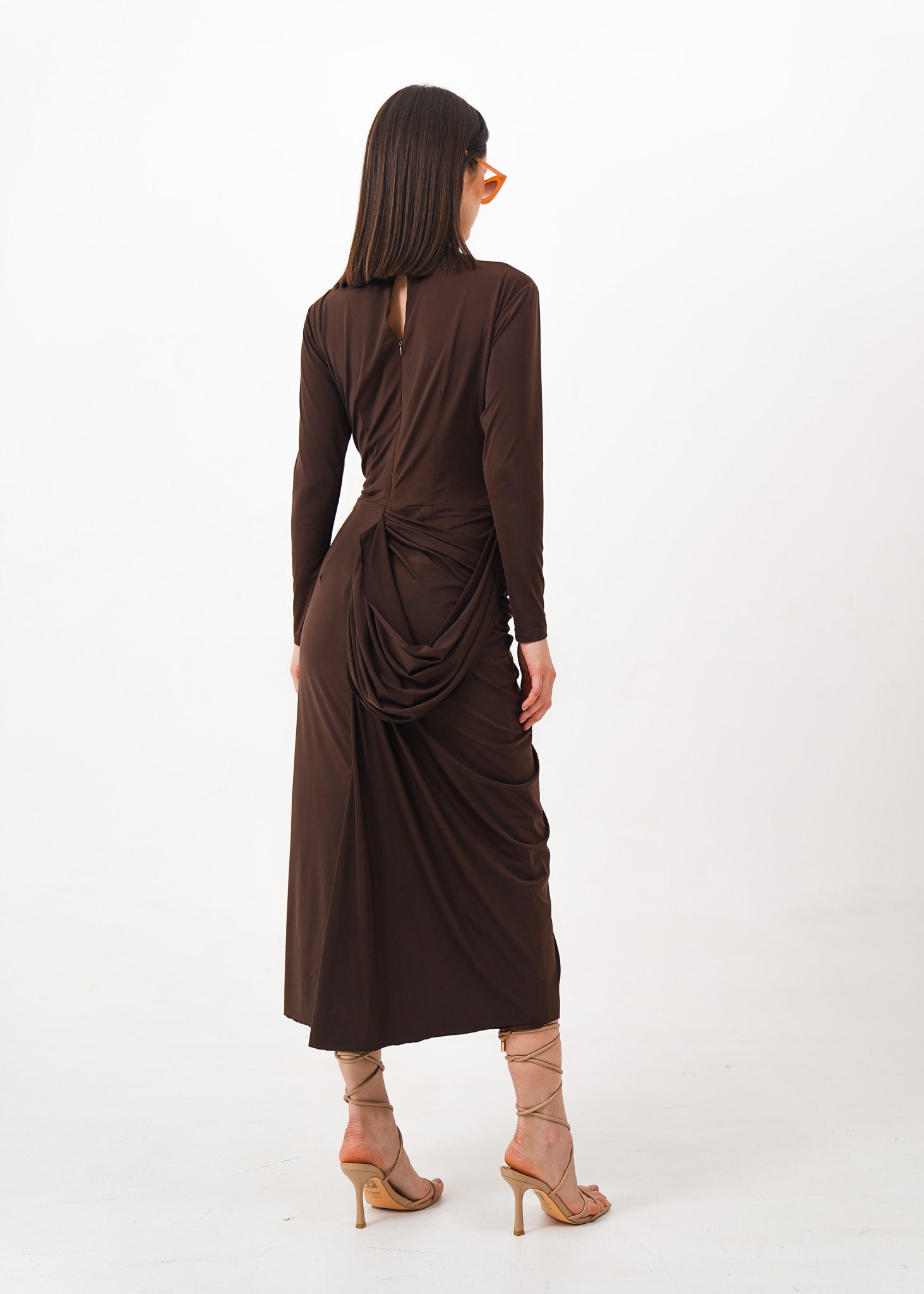 Brown Ruched Dress
