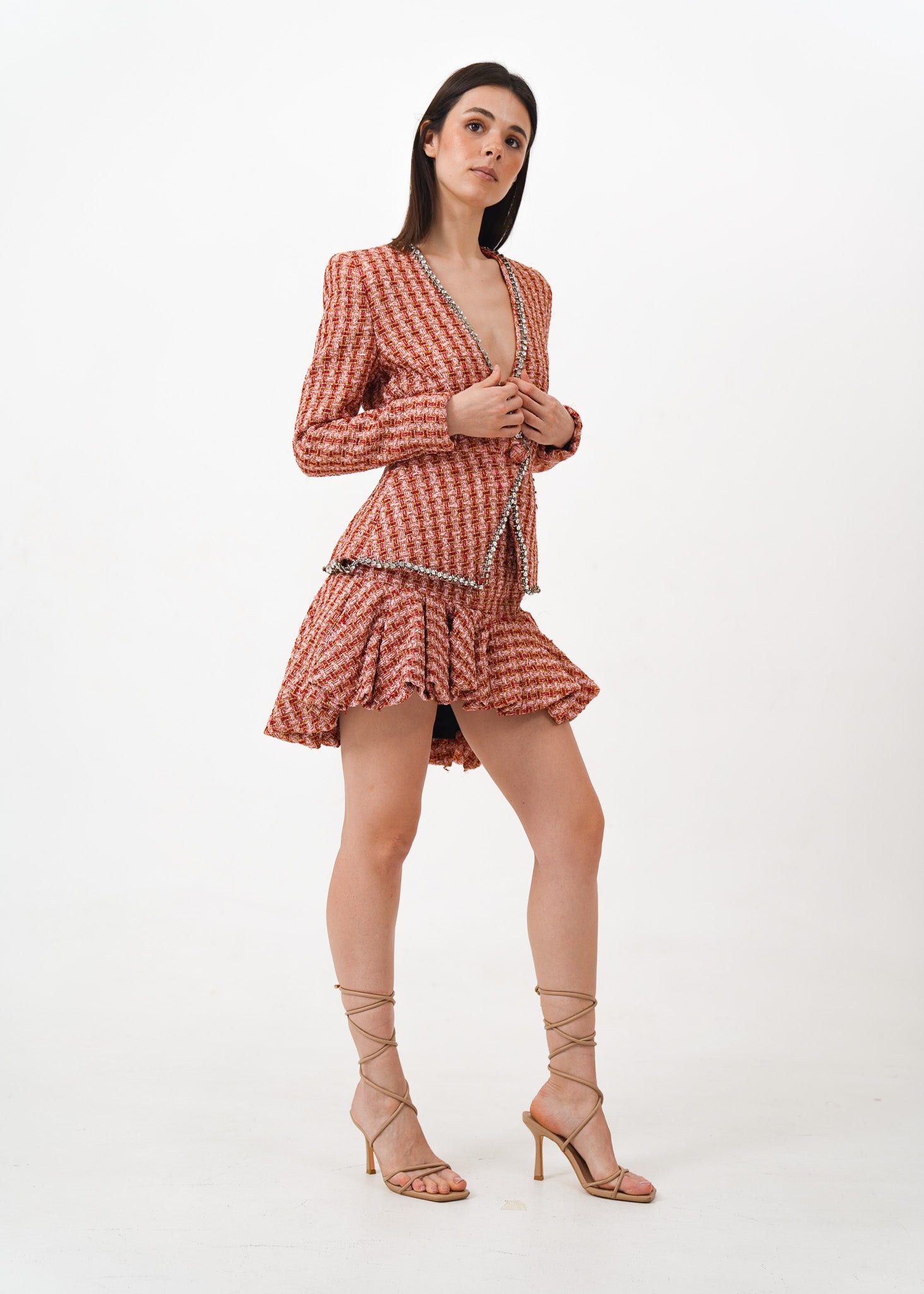 Red Tweed Suit Set