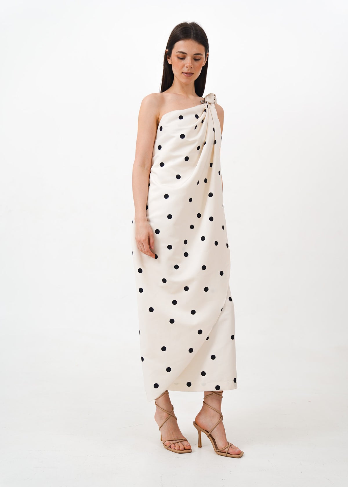 Mia - One shoulder polkadot dress