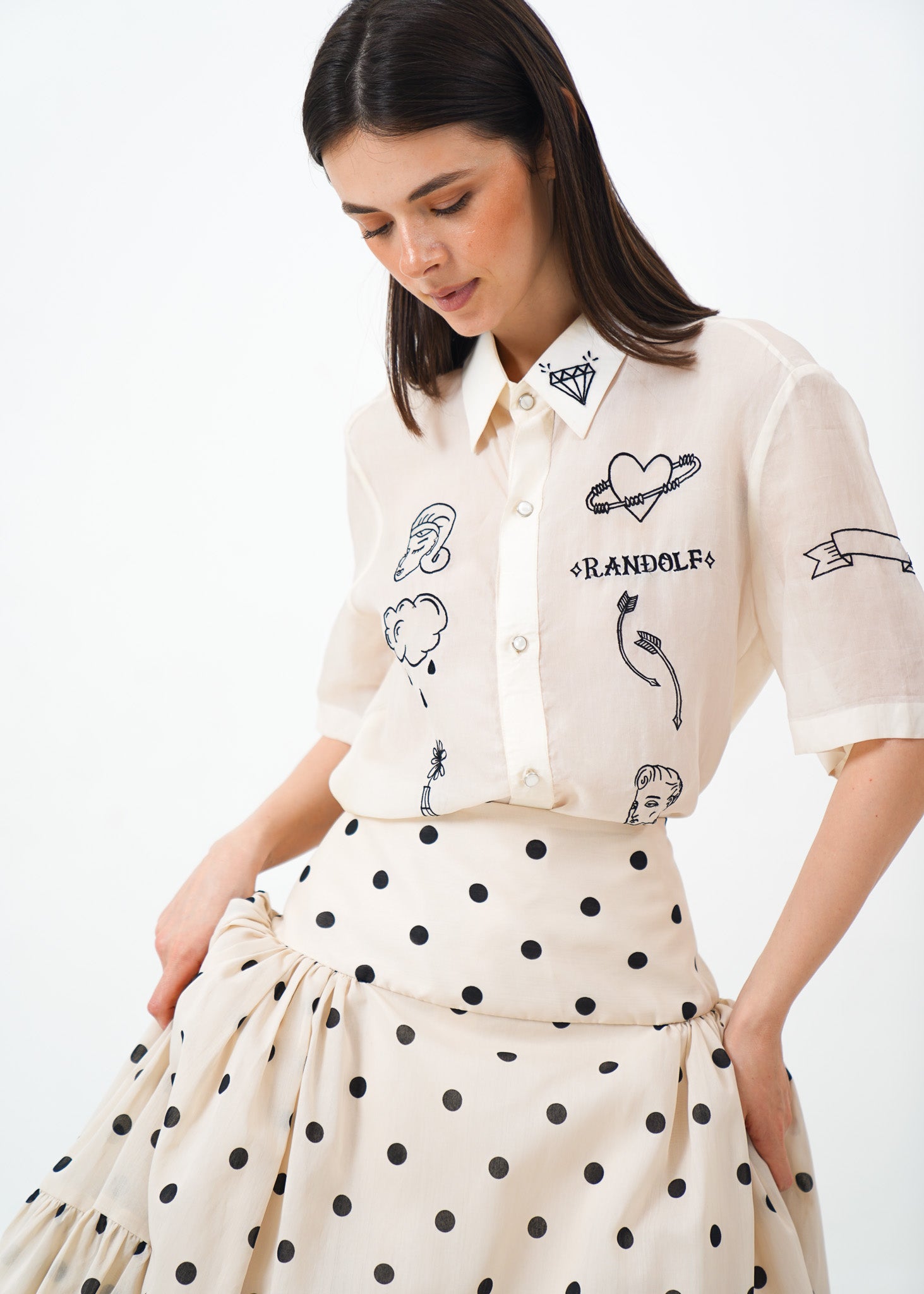 Barong with Black Embroidery Details