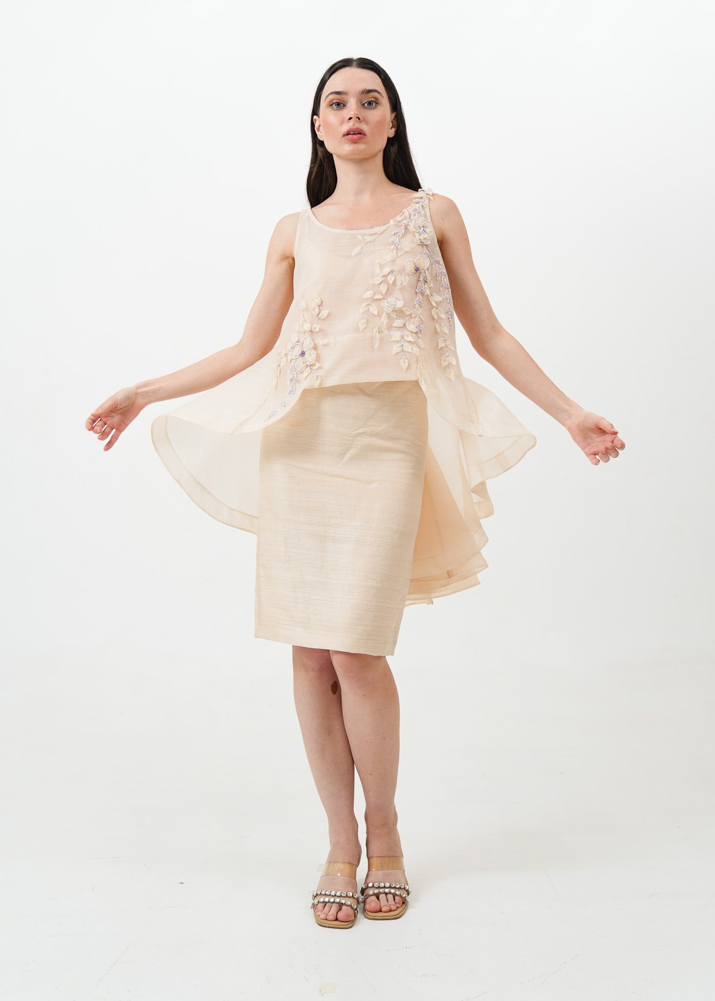 Piña Floral Beaded Top and Skirt