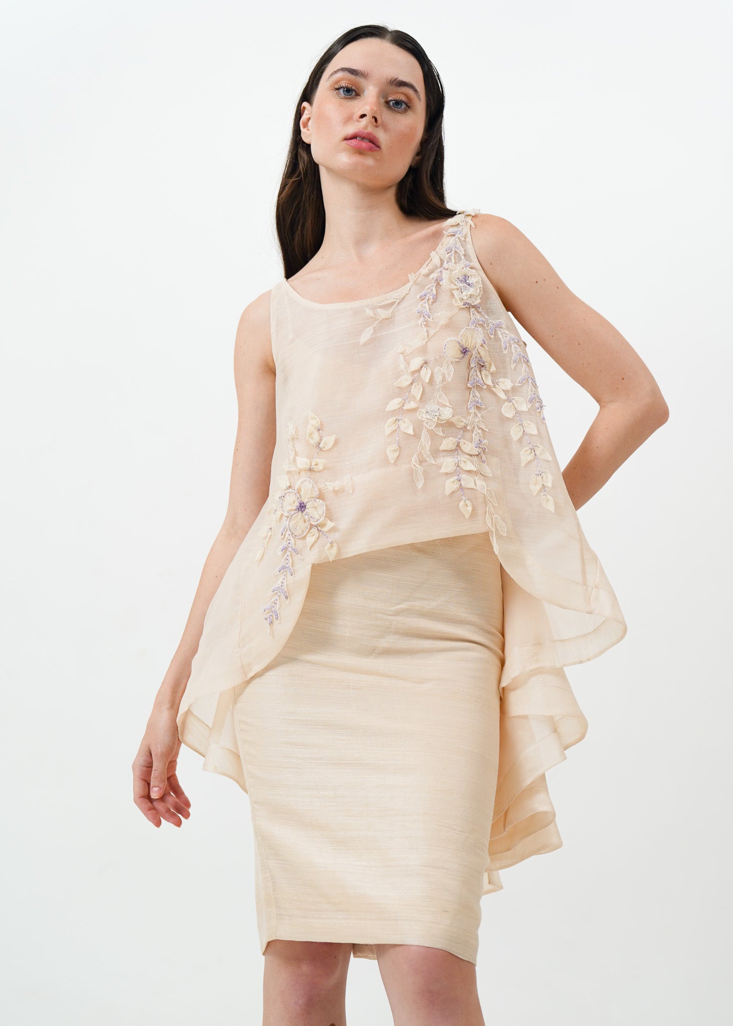 Piña Floral Beaded Top and Skirt