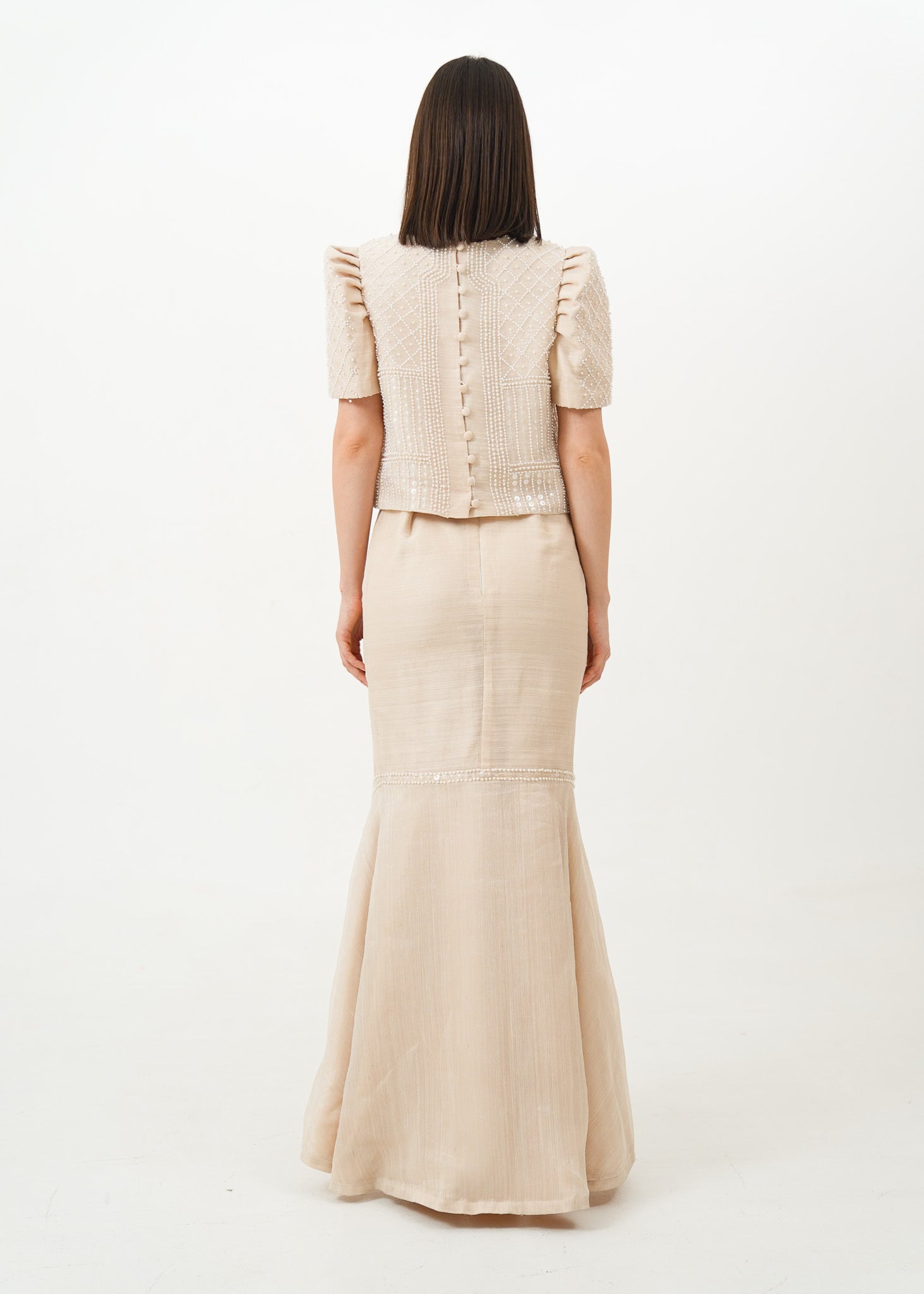 Piña Terno Set with Pearl Detail