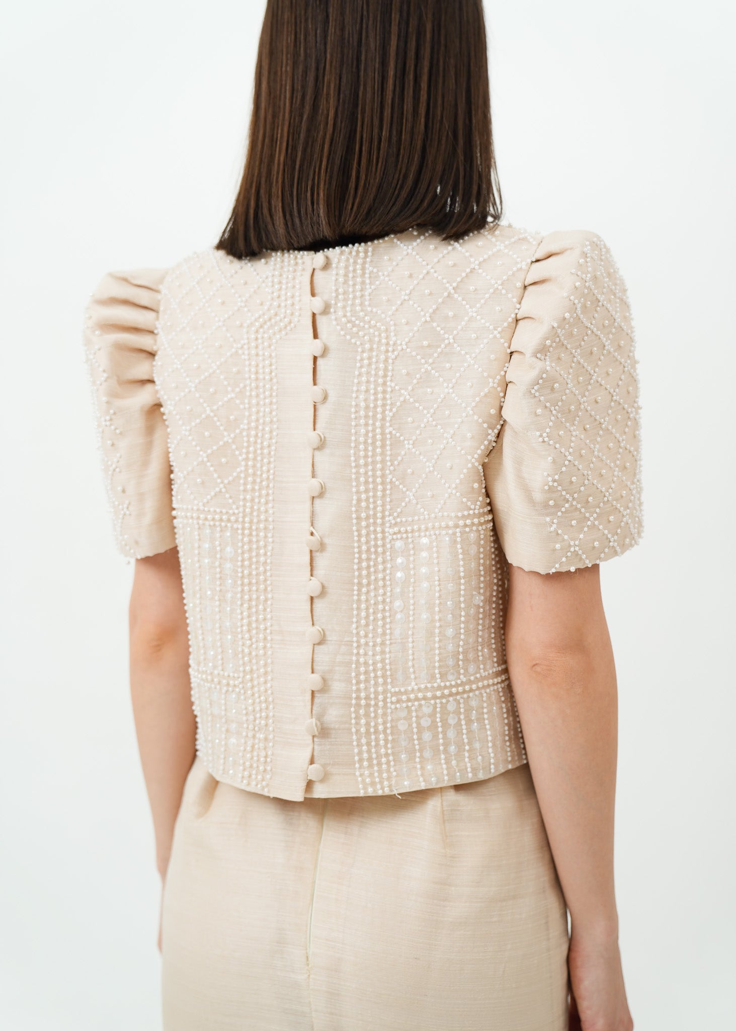 Piña Terno Set with Pearl Detail