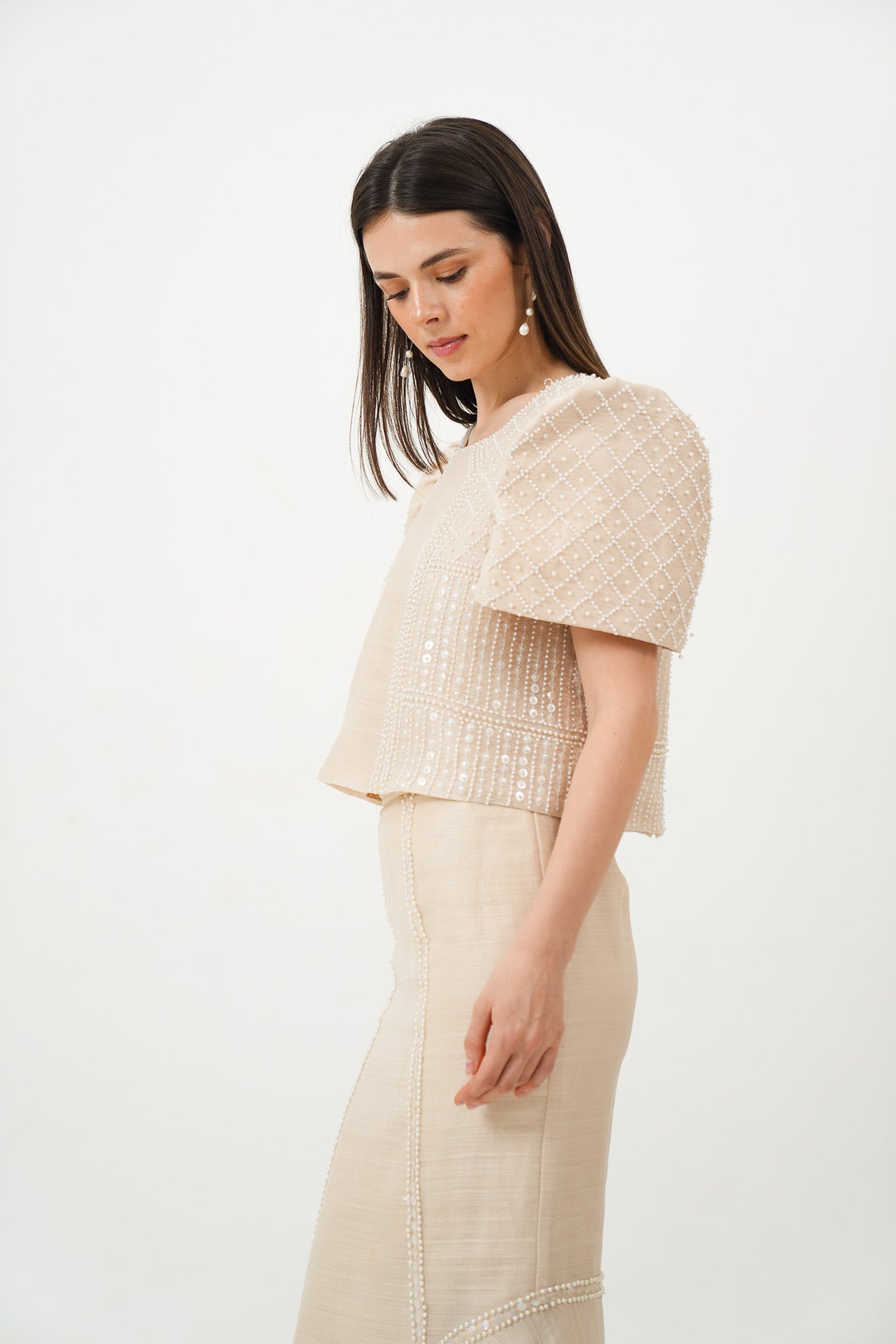 Piña Terno Set with Pearl Detail
