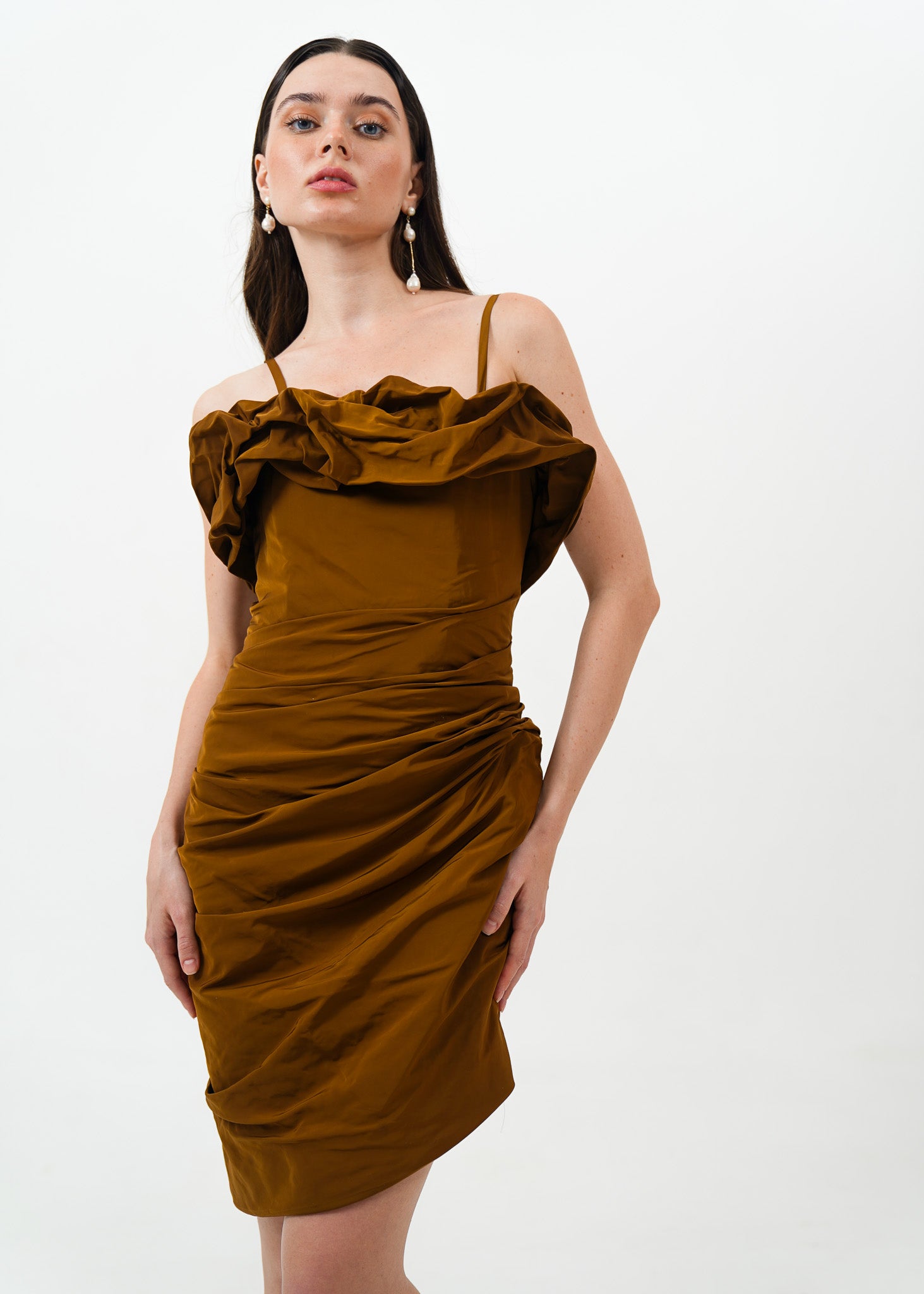 Brown Taffeta mini Dress