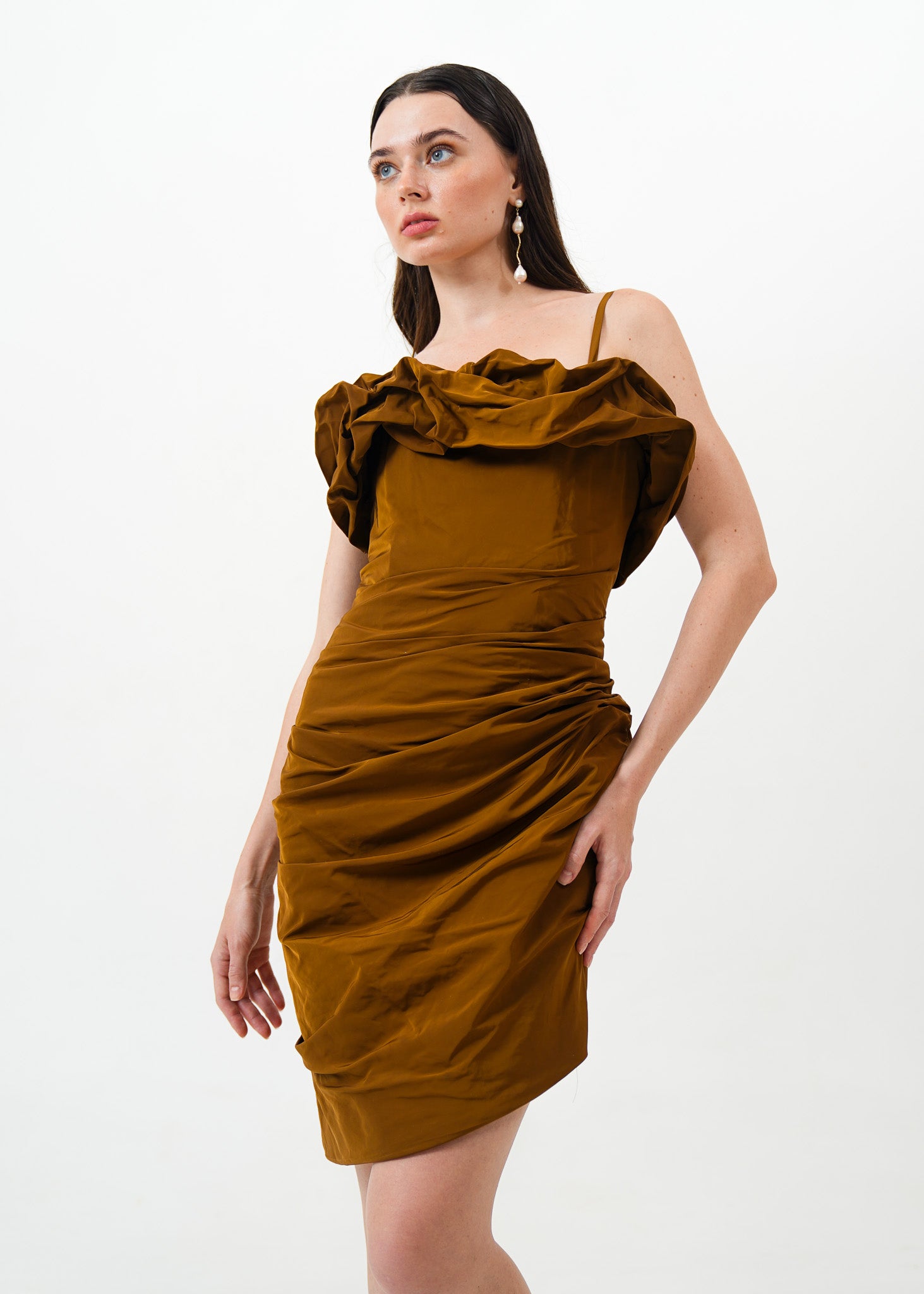 Brown Taffeta mini Dress