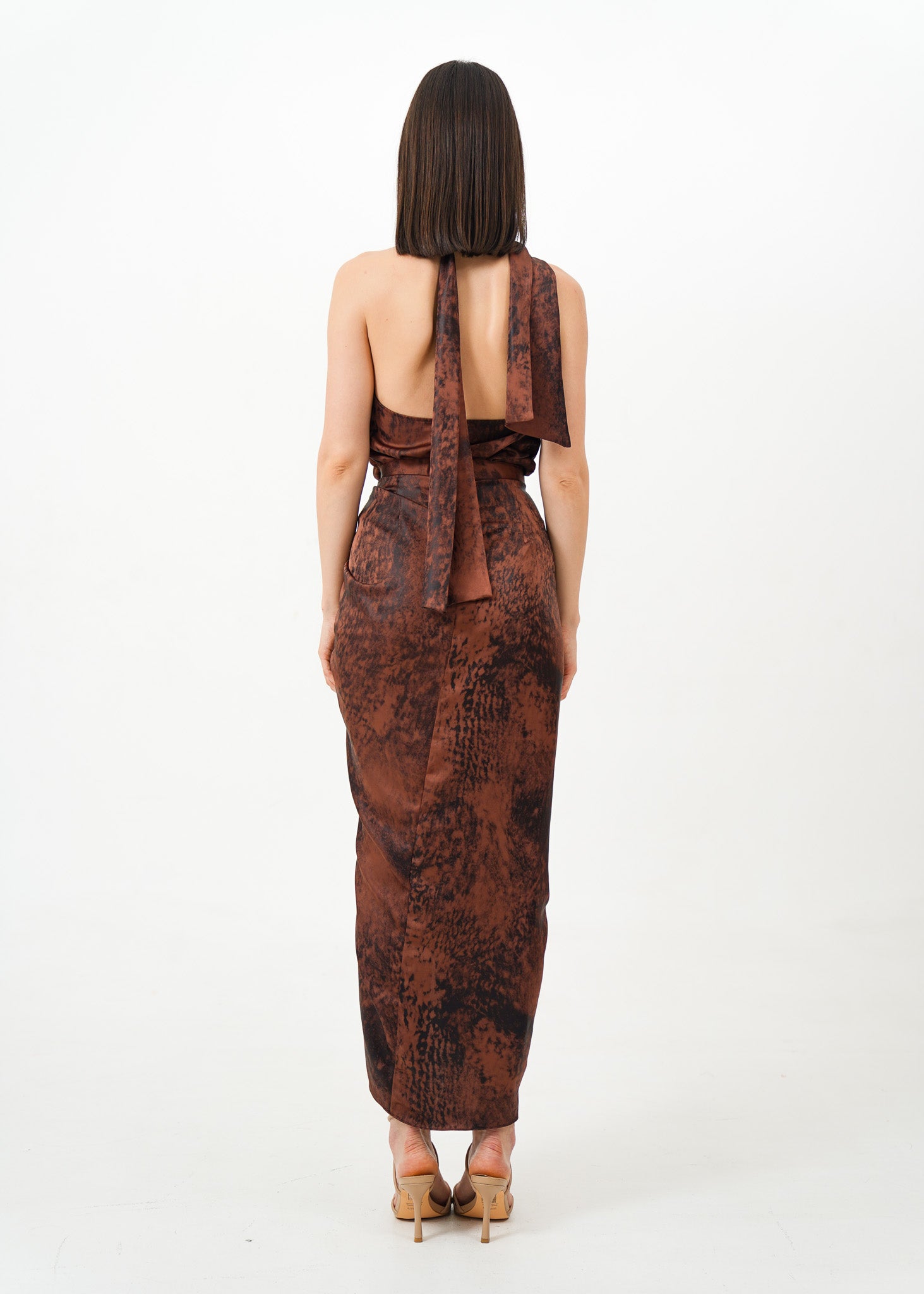 Printed Brown Halter Set