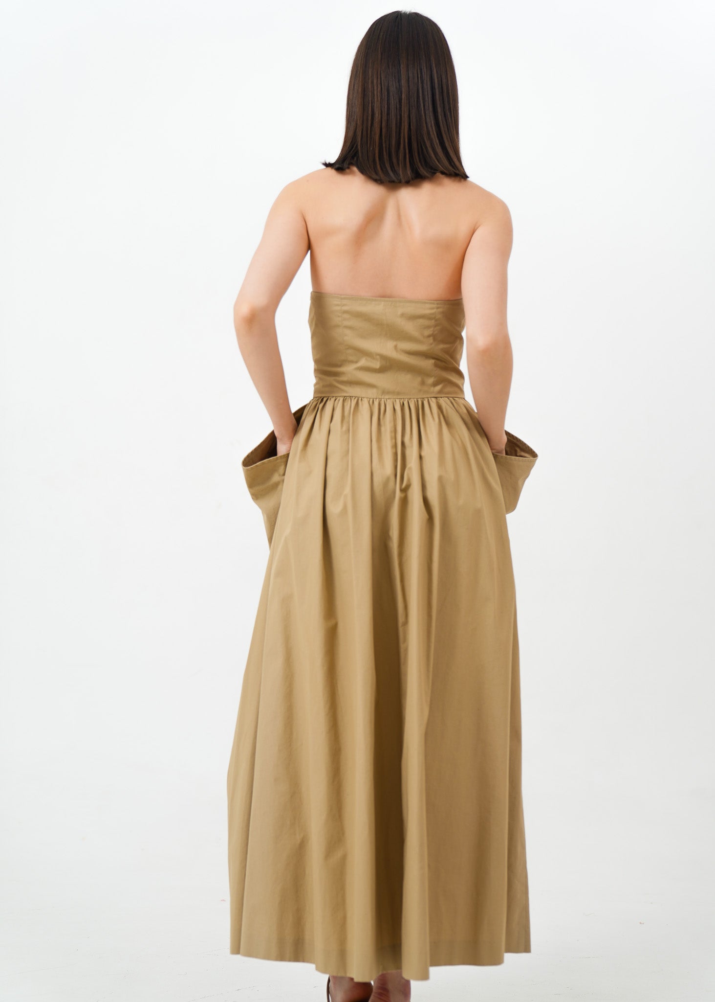 Brown Tube Dress with Pockets