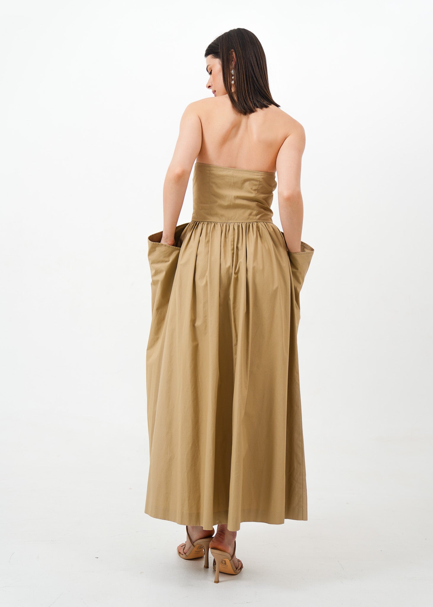 Brown Tube Dress with Pockets