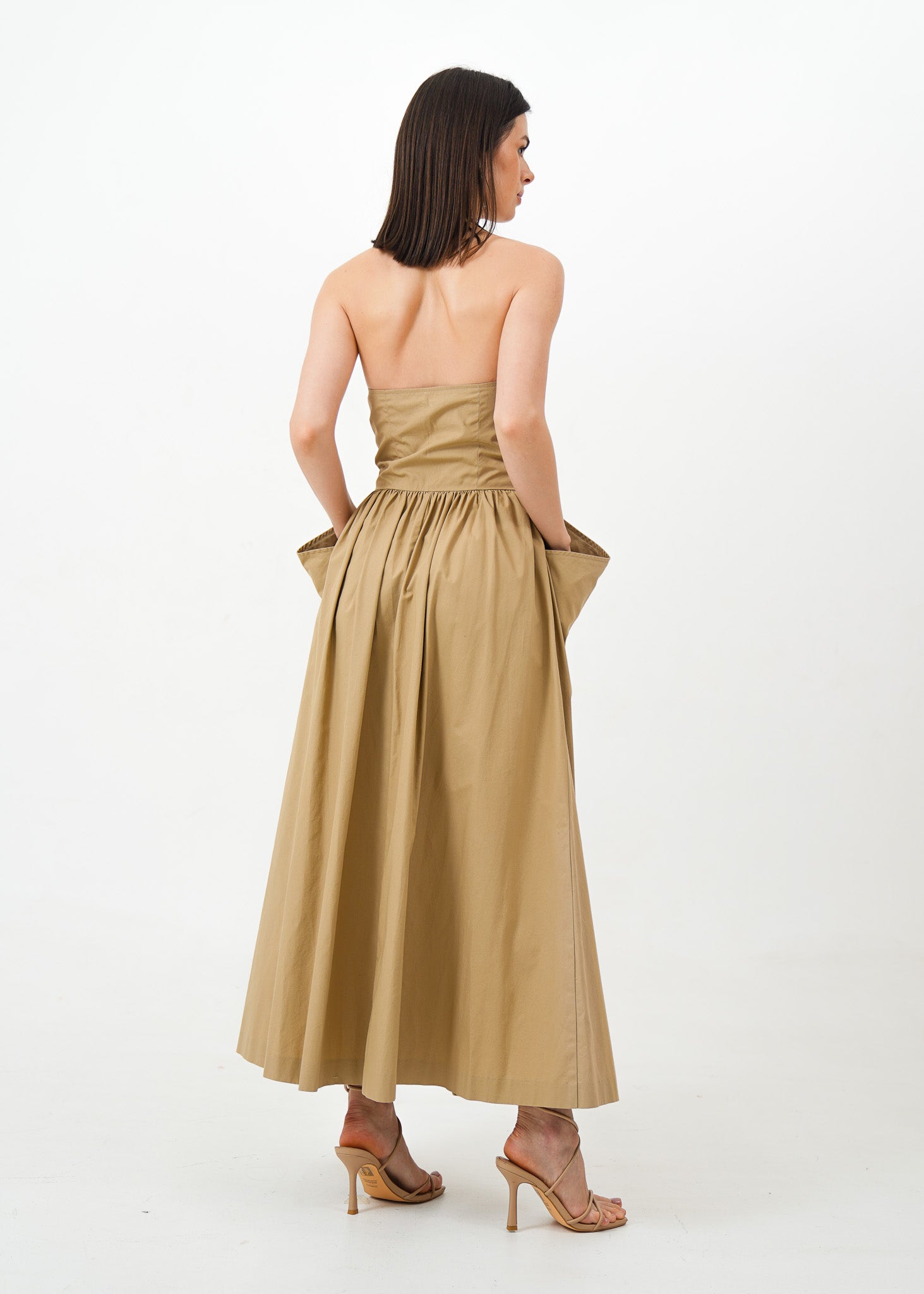 Brown Tube Dress with Pockets