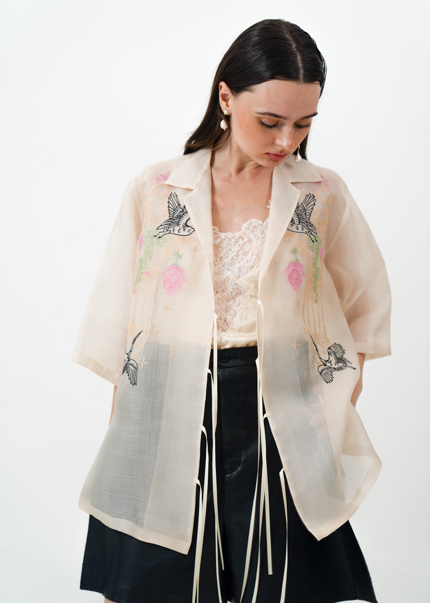 Barong with Floral Embroidery Detail