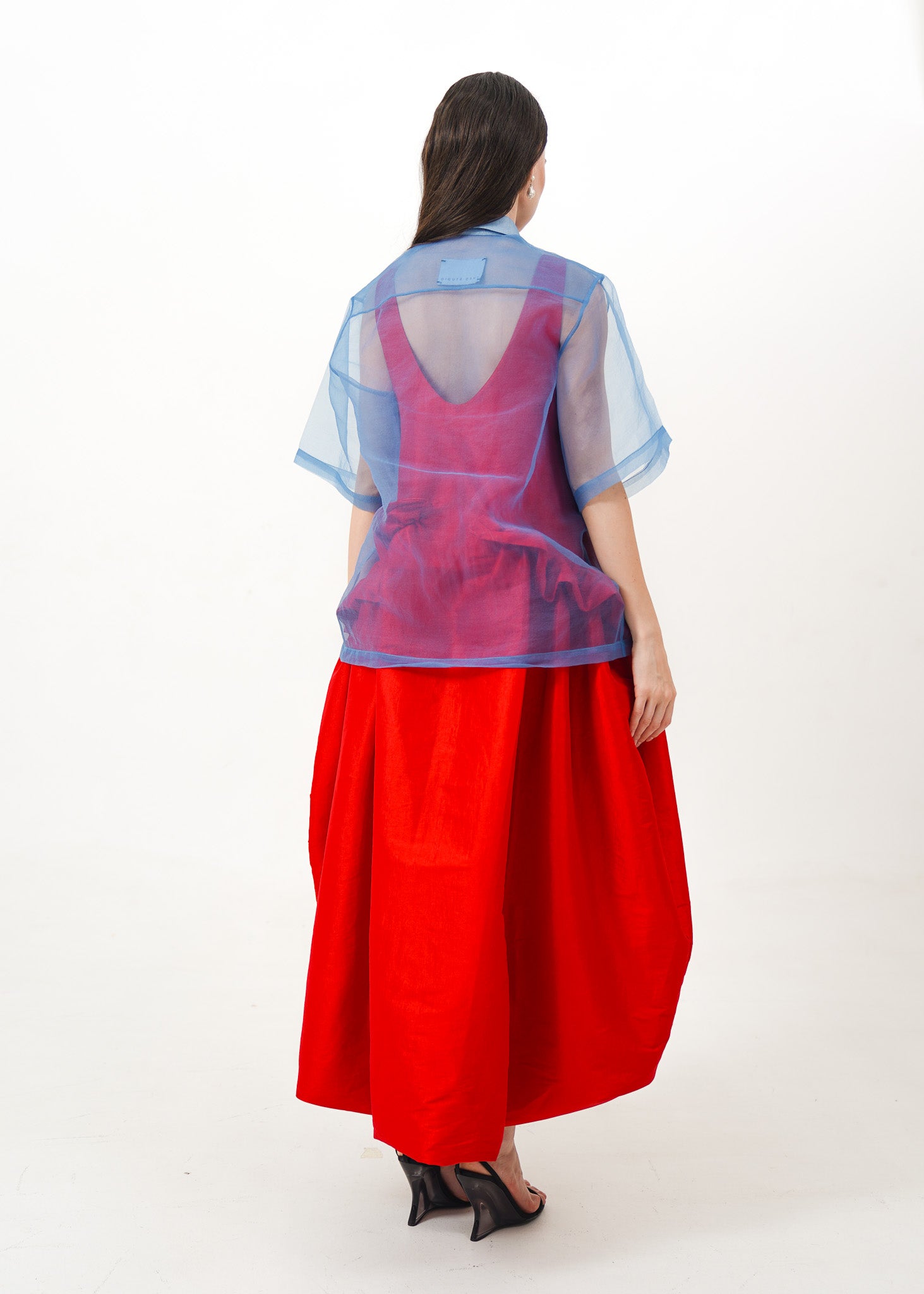 Blue Barong with Red Embroidery