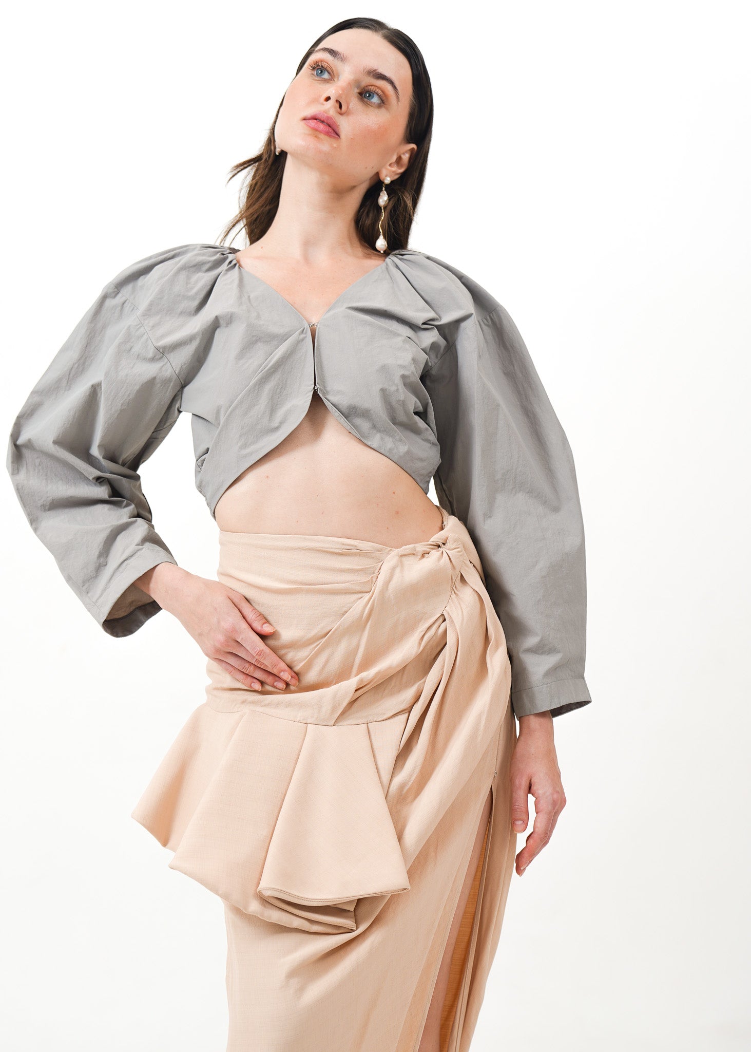 Gray Long Sleeves Top