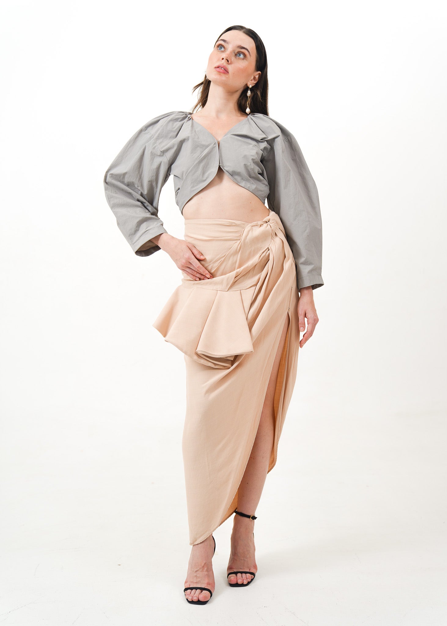 Gray Long Sleeves Top
